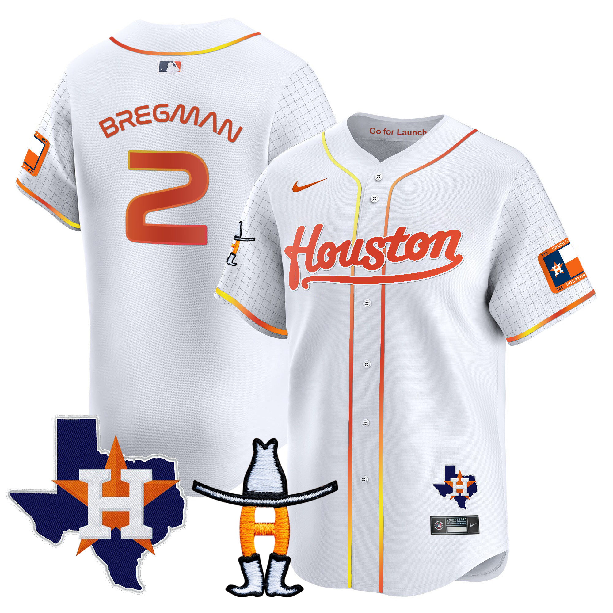 Alex Bregman Men's Houston Astros Space City Houston Rodeo Patch Vapor Premier Limited White Jersey - All Stitched