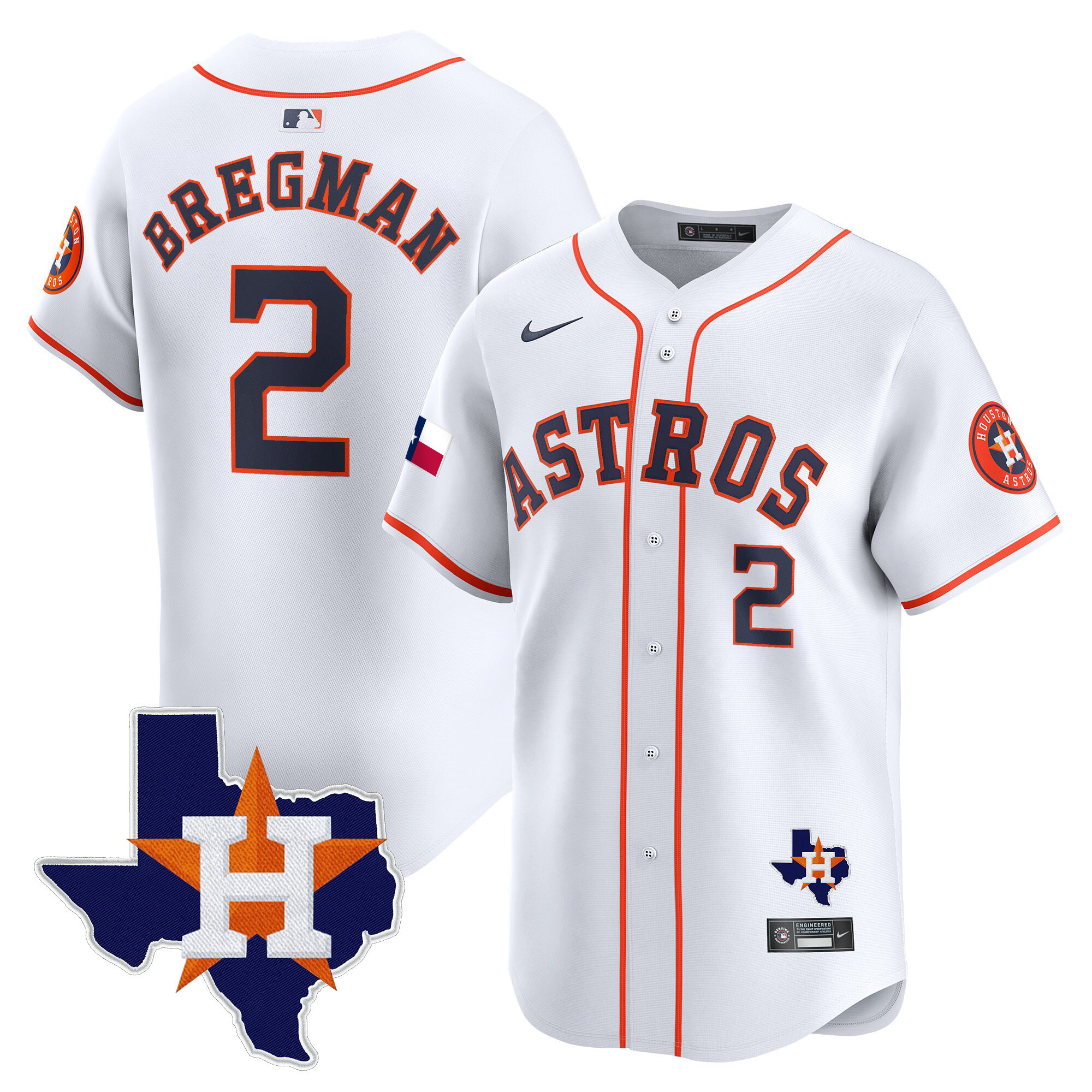 Alex Bregman Men's Houston Astros Texas Patch Vapor Premier Limited Home Jersey - All Stitched