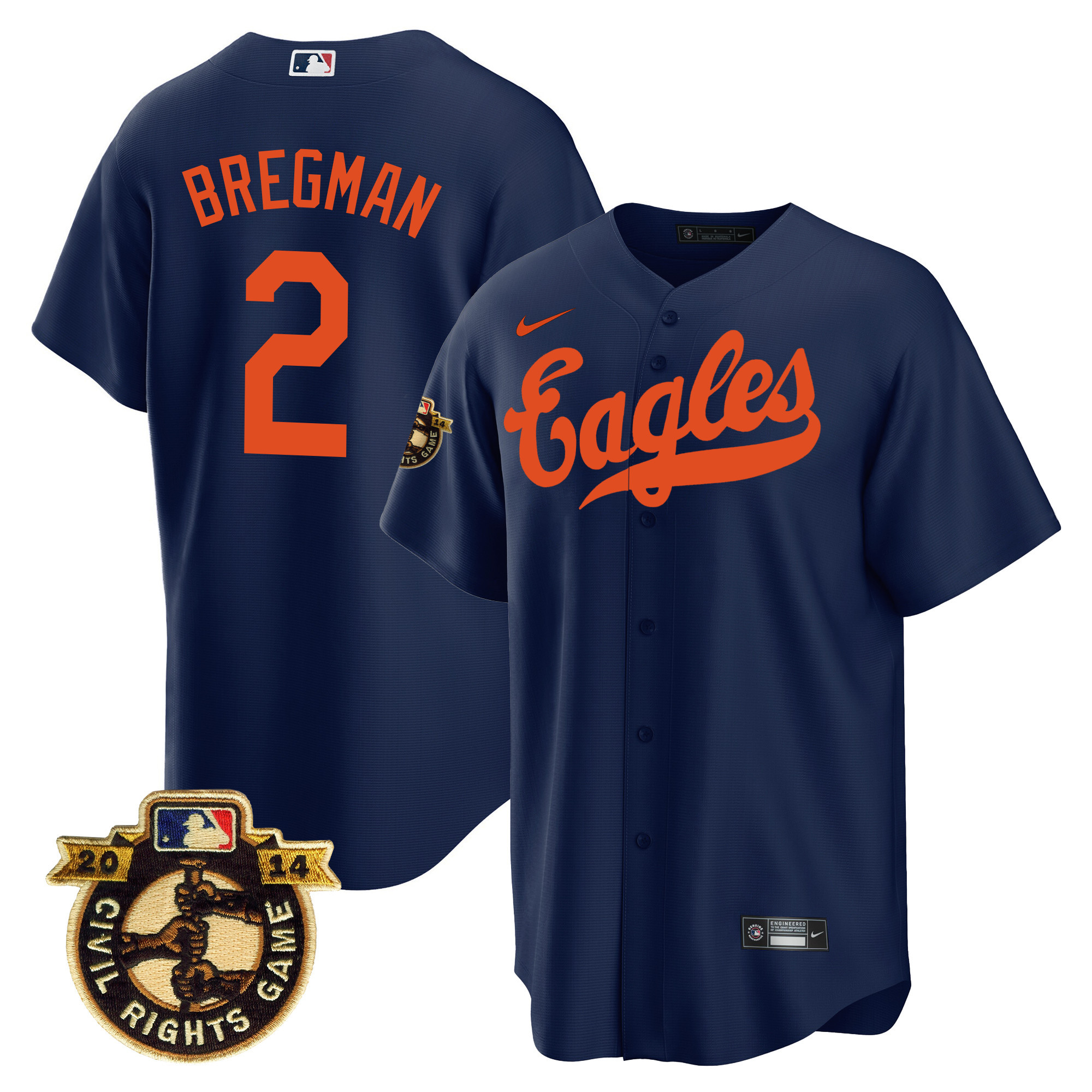 Alex Bregman Men's Houston Astros Throwback 1950 Houston Eagles Navy Jersey - All Stitched