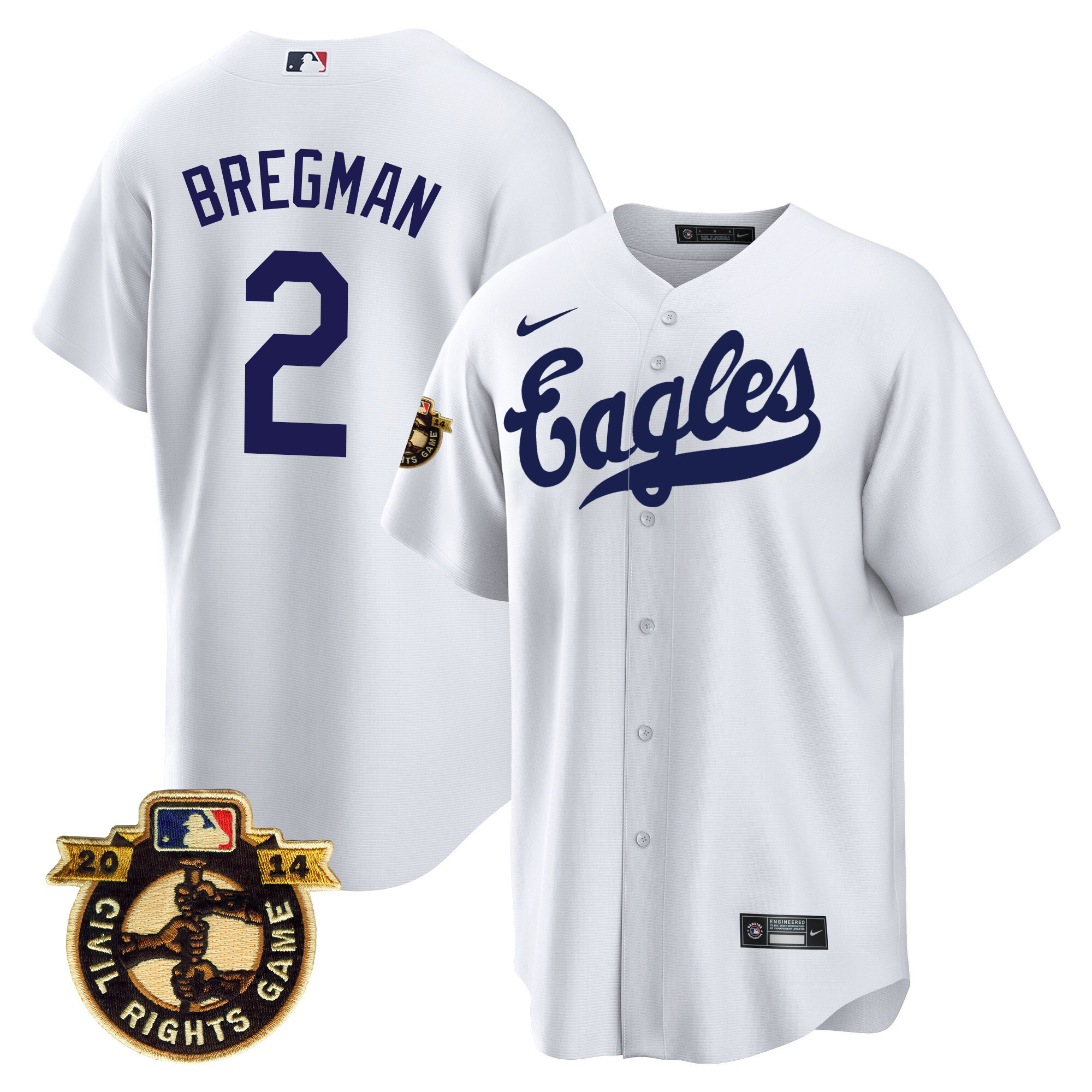 Alex Bregman Men's Houston Astros Throwback 1950 Houston Eagles White Jersey - All Stitched