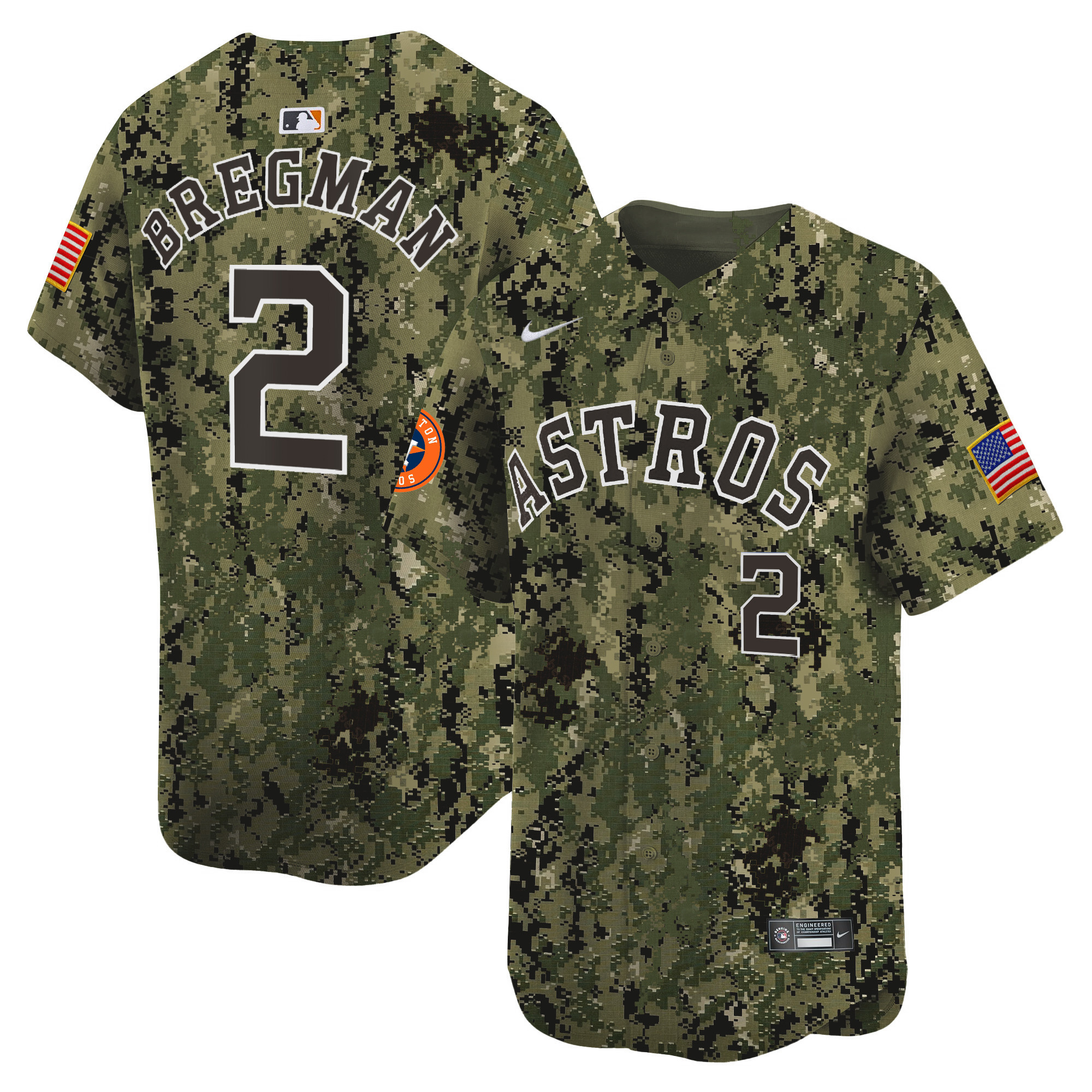 Alex Bregman Men's Houston Astros USMC Alternate Vapor Premier Limited Woodland Jersey - All Stitched