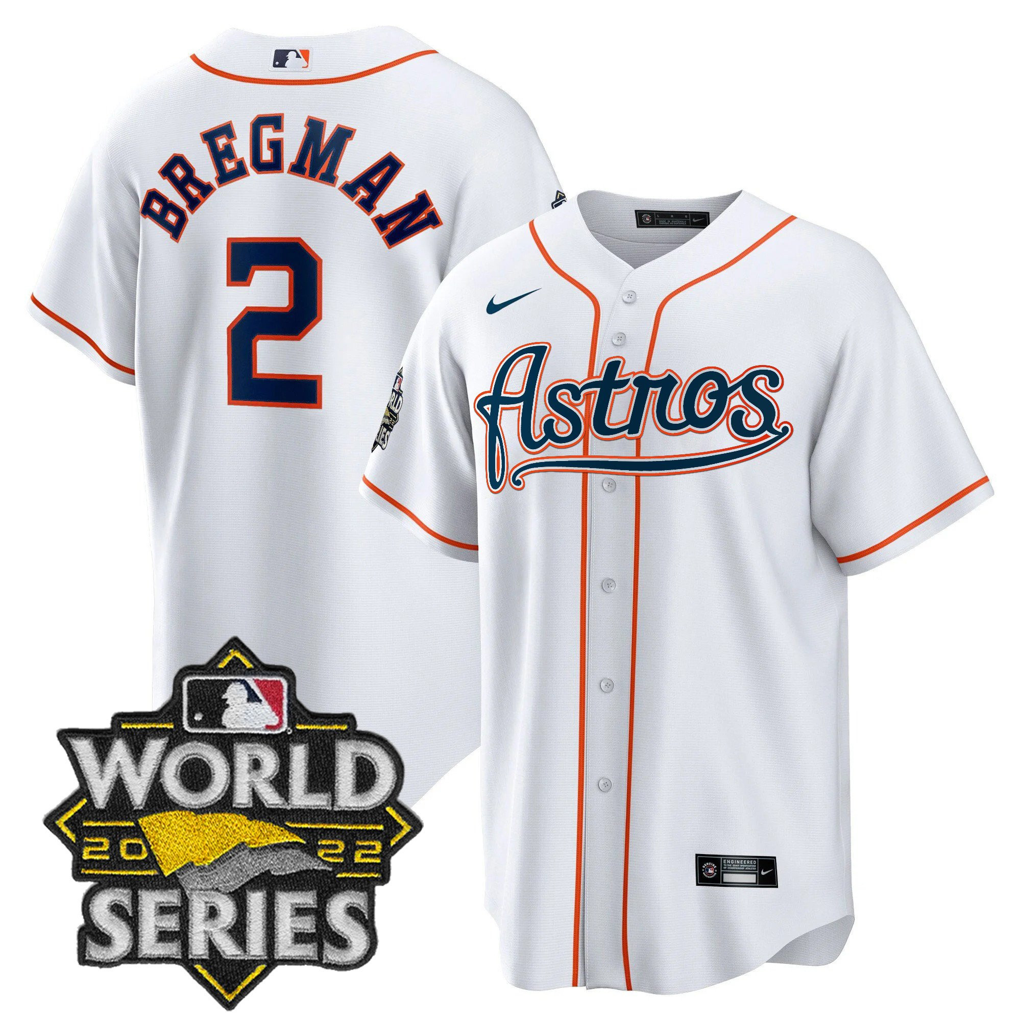 Alex Bregman Men's Houston Astros World Series & Throwback Patch Gold V2 Cool Home Jersey - All Stitched
