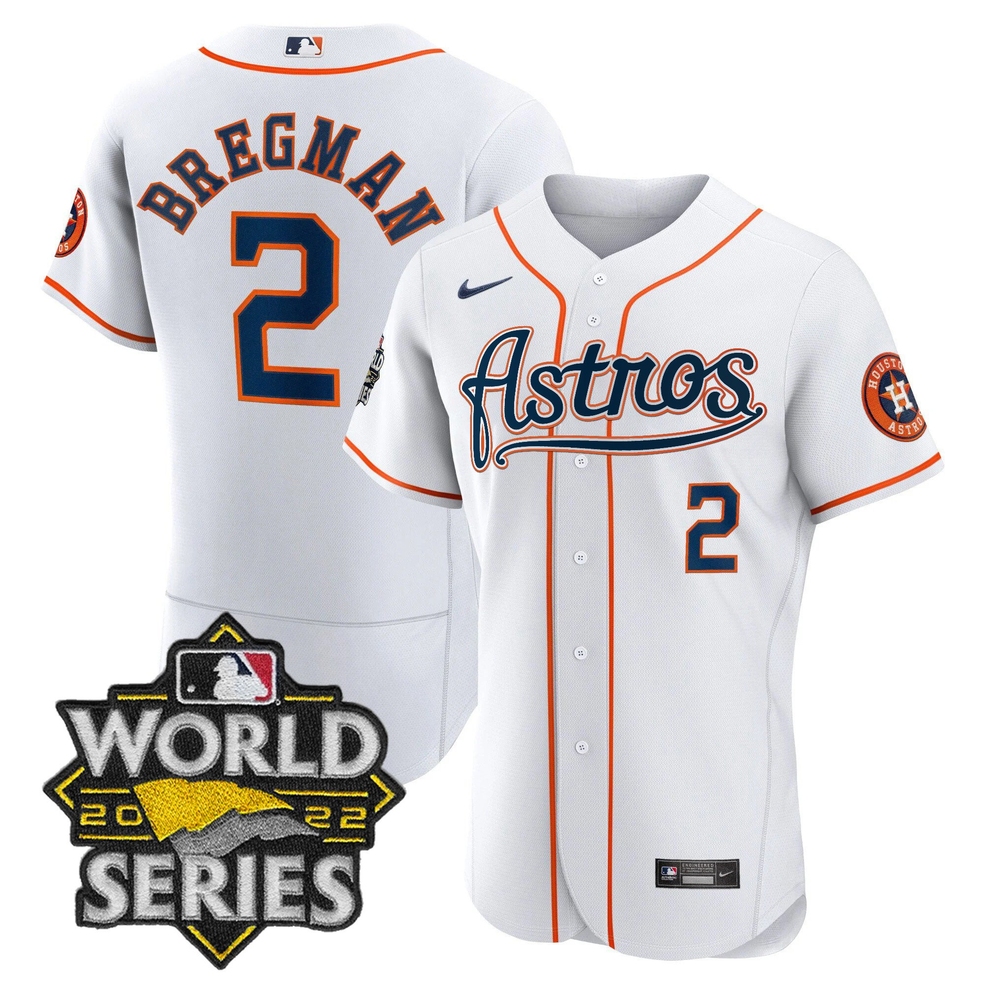 Alex Bregman Men's Houston Astros World Series & Throwback Patch Gold V2 Flex Home Jersey - All Stitched