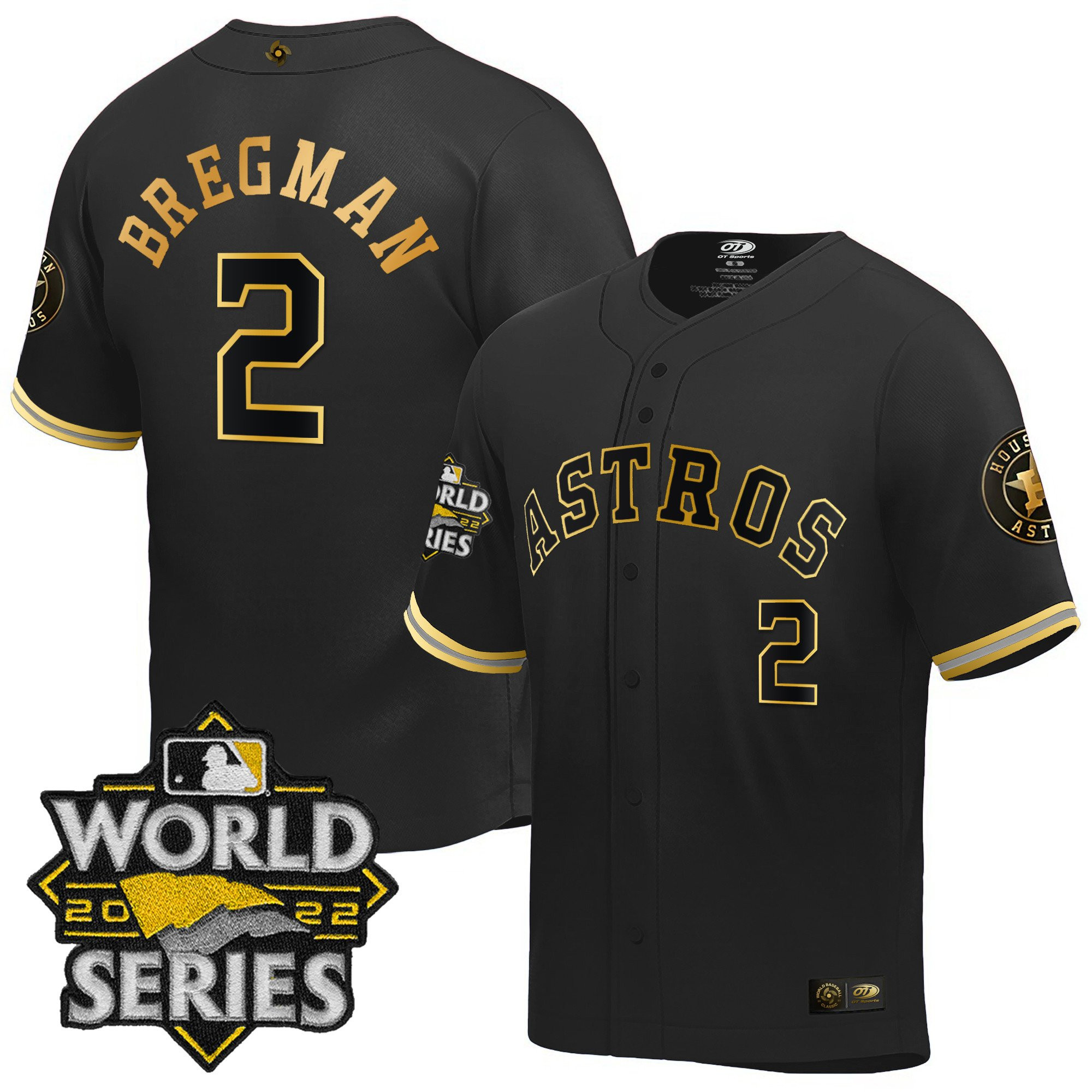 Alex Bregman Men's Houston Astros World Series Classic Black Gold Jersey - All Stitched