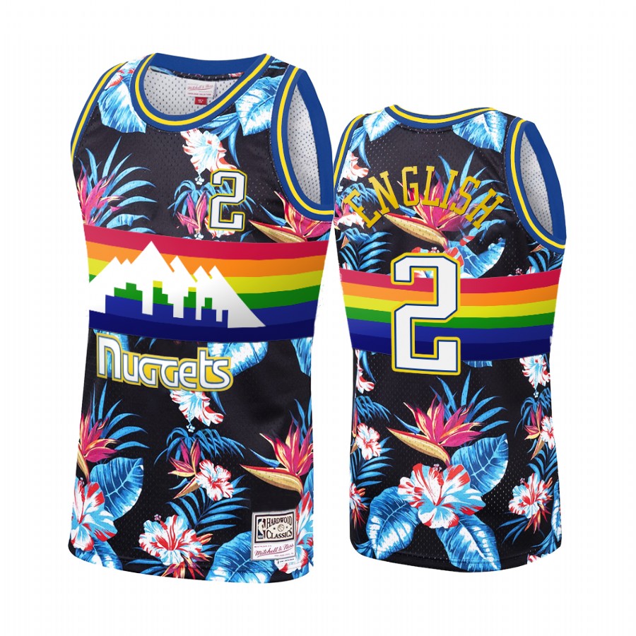 Alex English #2 Denver Nuggets Black Floral Fashion Jersey