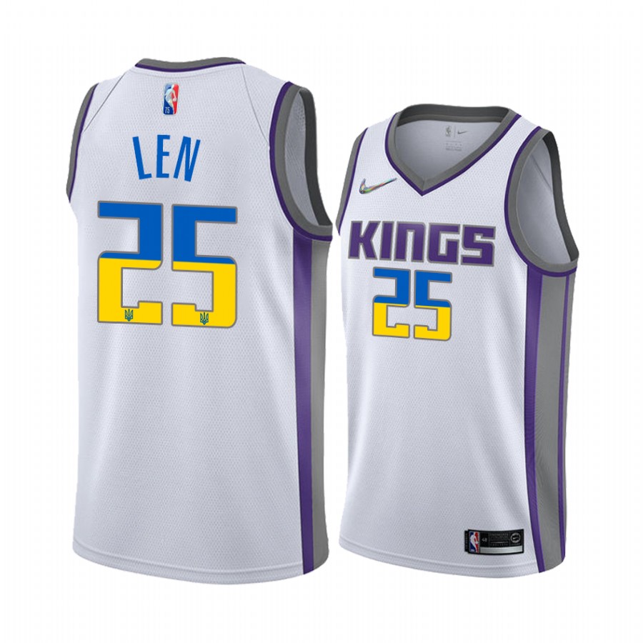 Alex Len No War Support Ukraine Sacramento Kings #25 Black Jersey Special
