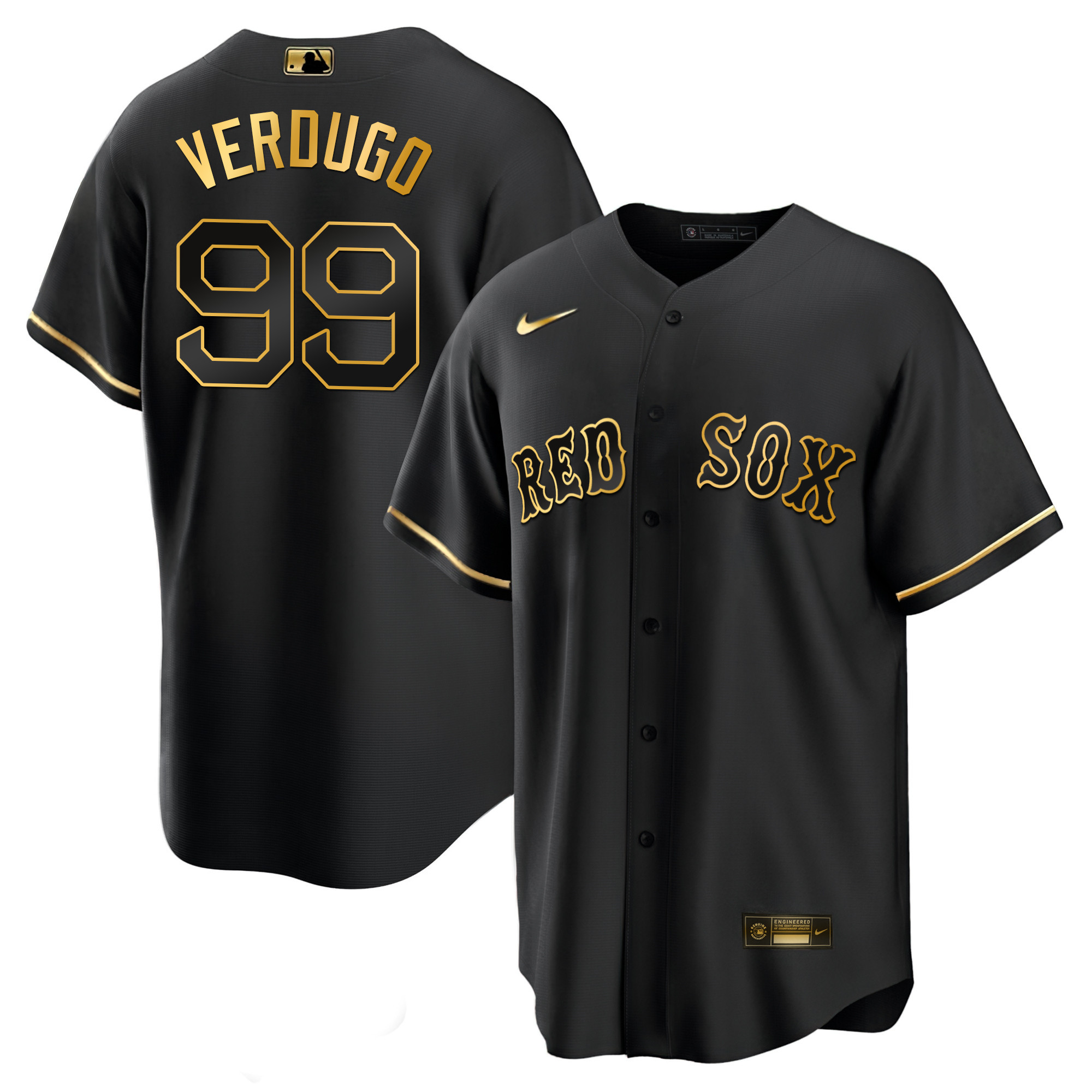 Alex Verdugo Men's Boston Red Sox Black Limited & Gold Cool Black Gold Jersey - All Stitched