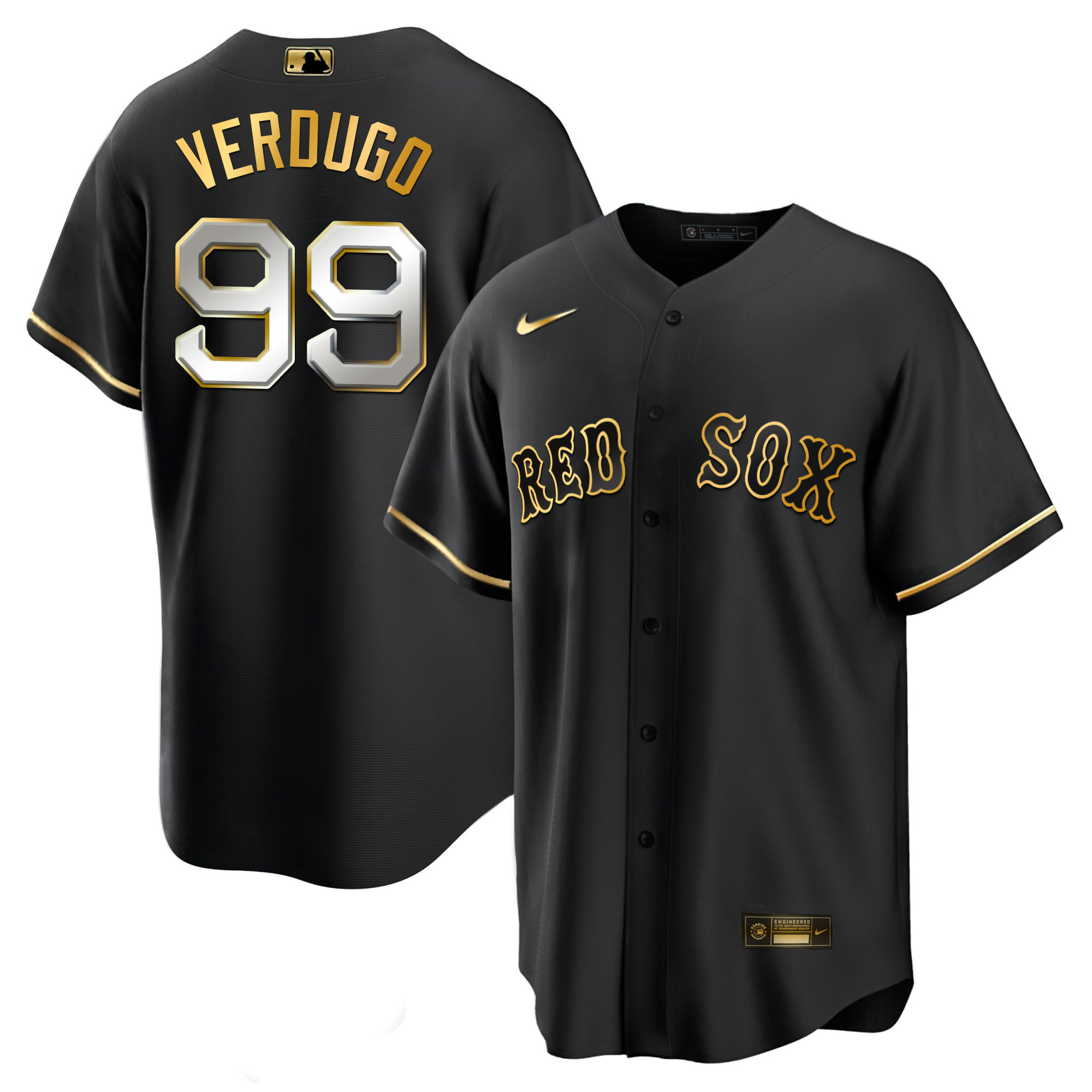 Alex Verdugo Men's Boston Red Sox Black Limited & Gold Cool Black Limited Jersey - All Stitched