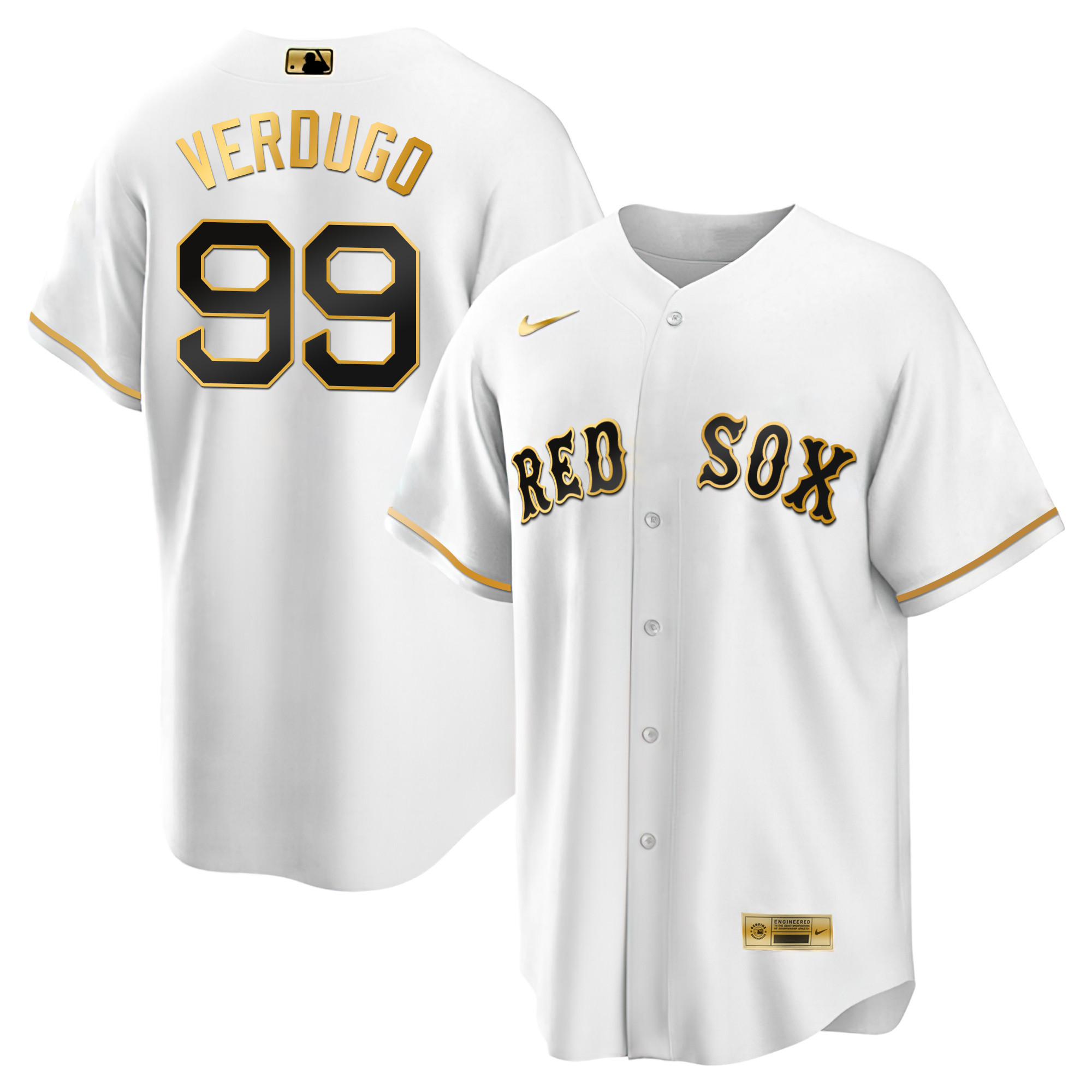 Alex Verdugo Men's Boston Red Sox Black Limited & Gold Cool White Gold Jersey - All Stitched