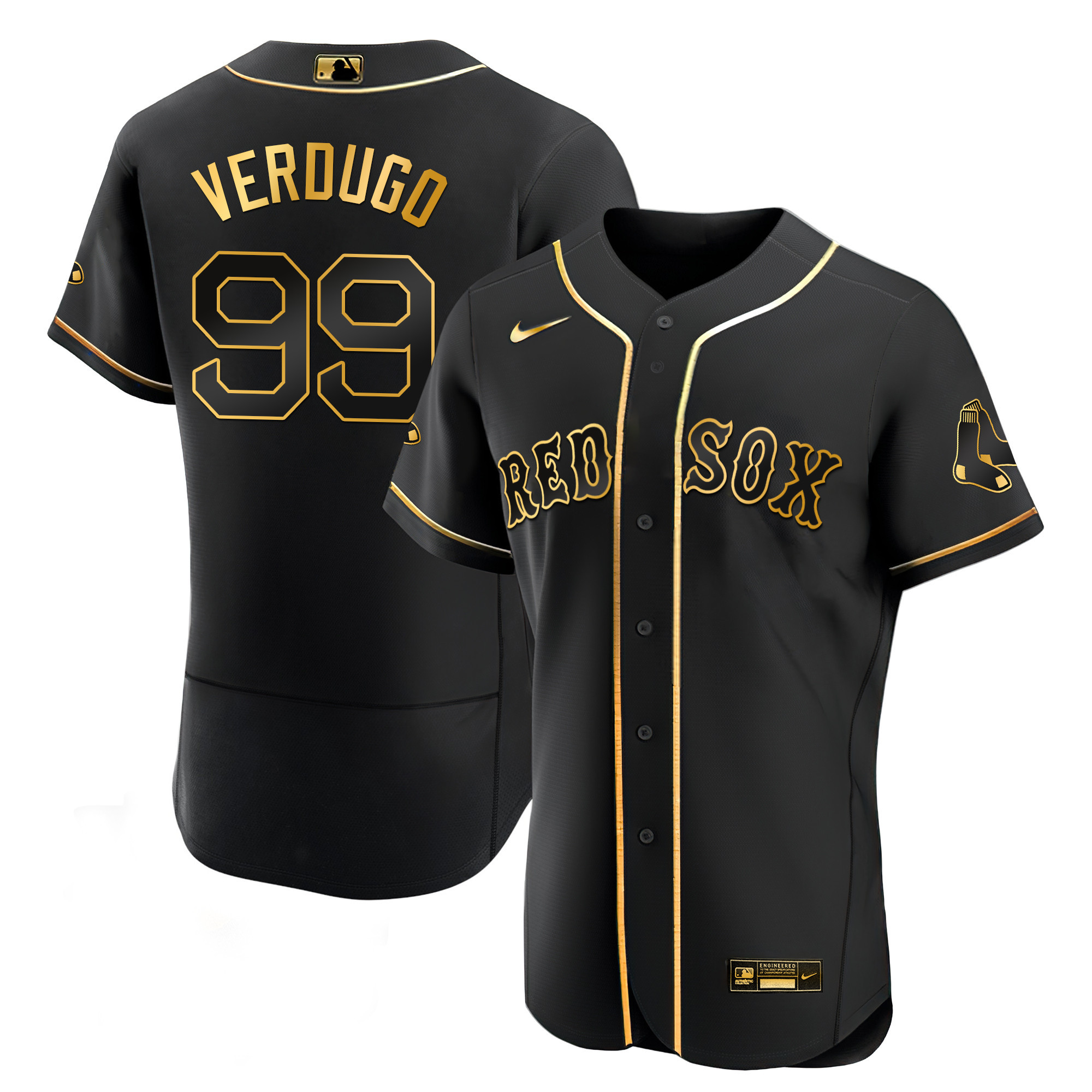 Alex Verdugo Men's Boston Red Sox Black Limited & Gold Flex Black Gold Jersey - All Stitched