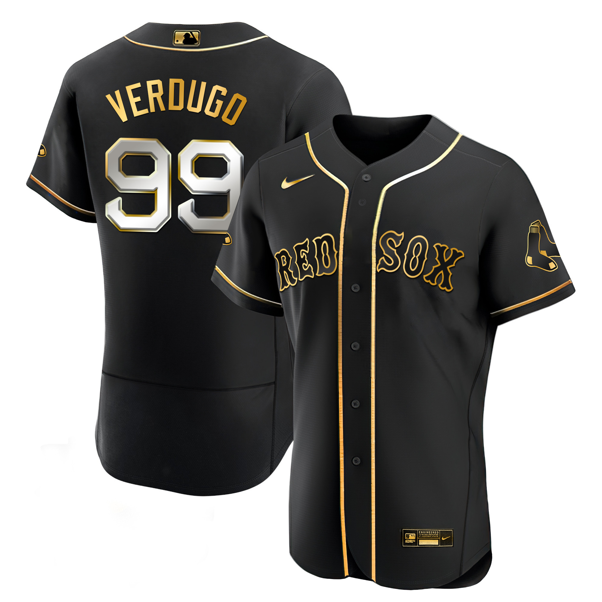 Alex Verdugo Men's Boston Red Sox Black Limited & Gold Flex Black Limited Jersey - All Stitched