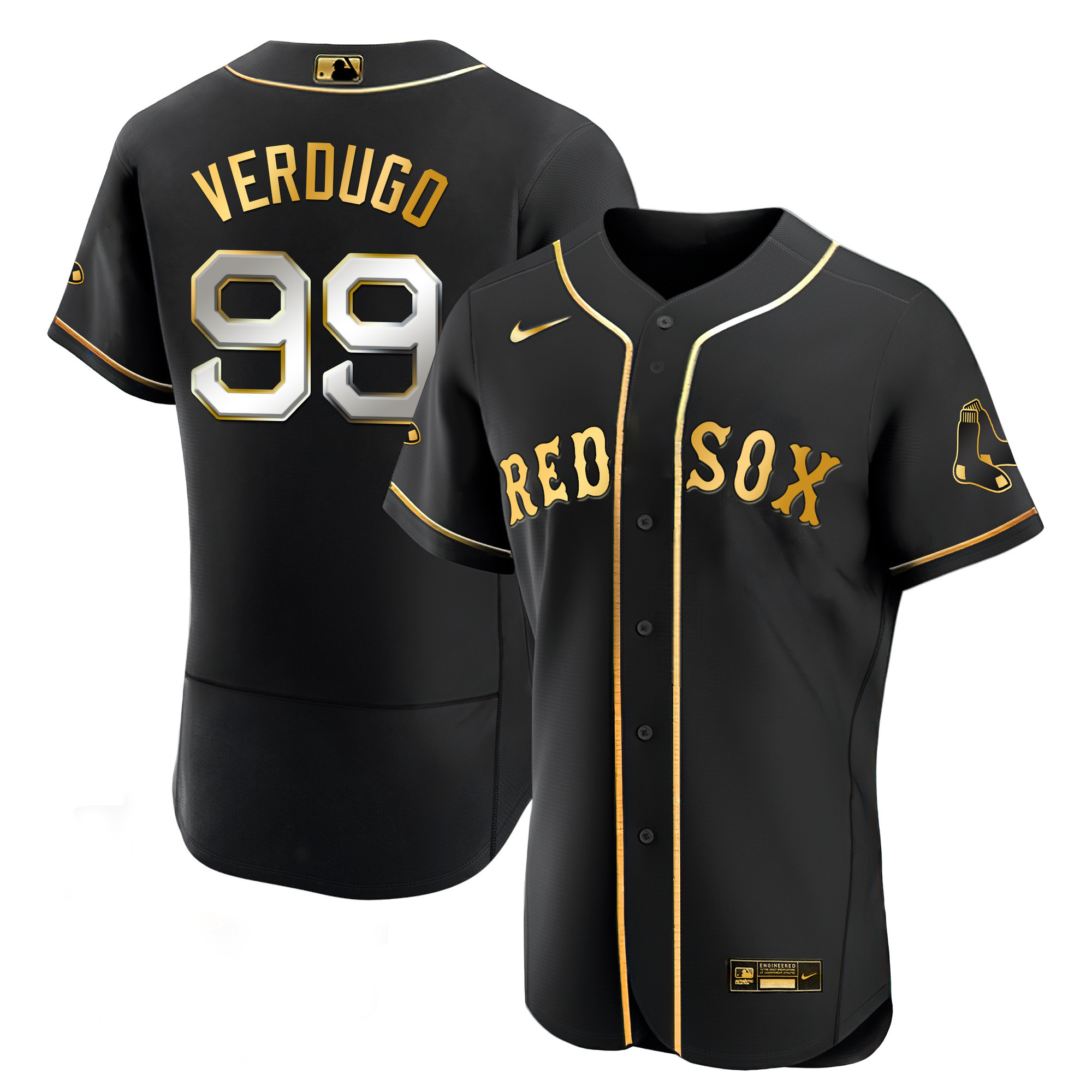 Alex Verdugo Men's Boston Red Sox Black Limited & Gold Flex Limited Jersey - All Stitched