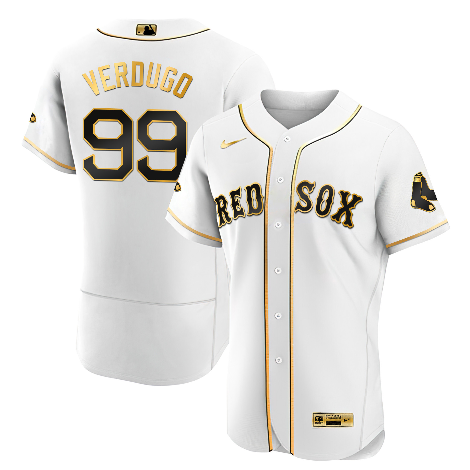 Alex Verdugo Men's Boston Red Sox Black Limited & Gold Flex White Gold Jersey - All Stitched
