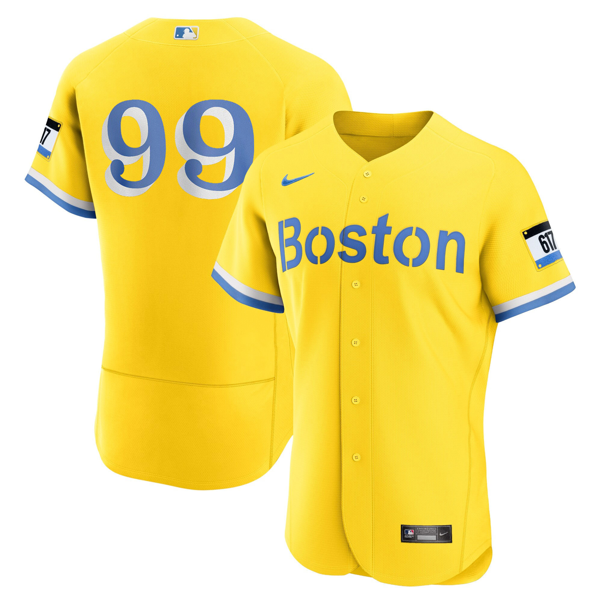 Alex Verdugo Youth's Boston Red Sox Yellow Flex Base Jersey - All Stitched