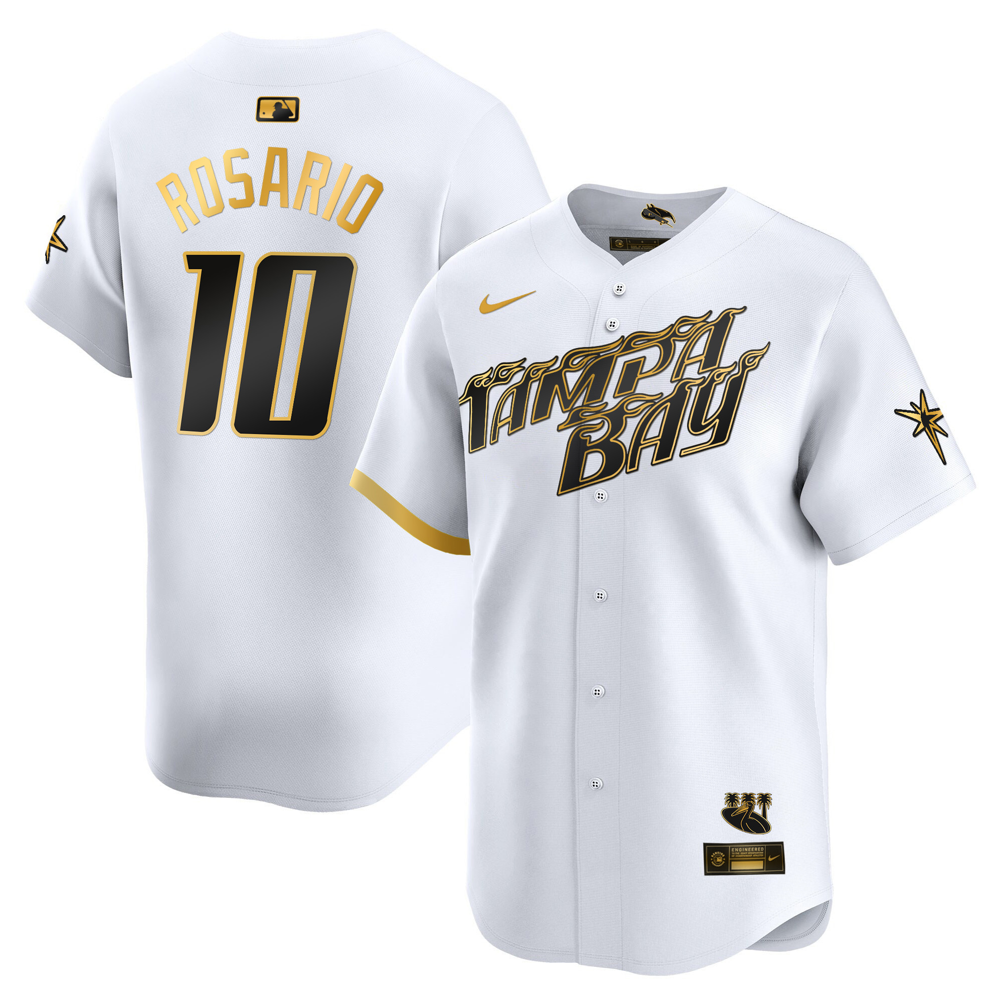 Amed Rosario Men's Tampa Bay Rays City Connect Vapor Premier Limited - Charcoal White Gold Jersey