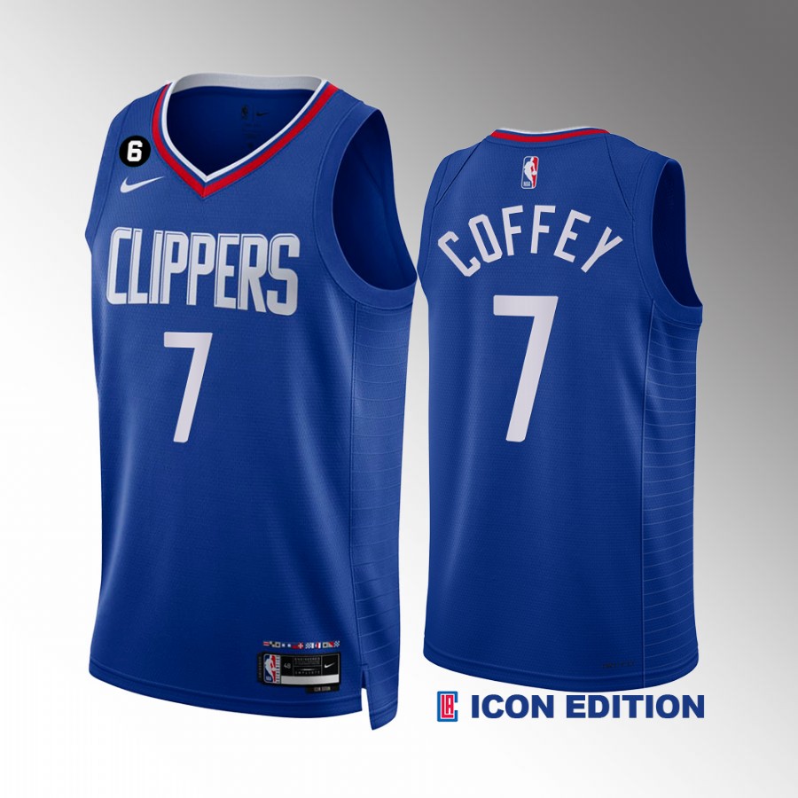 Amir Coffey LA Clippers Royal #7 Icon Edition Jersey NO.6 Patch