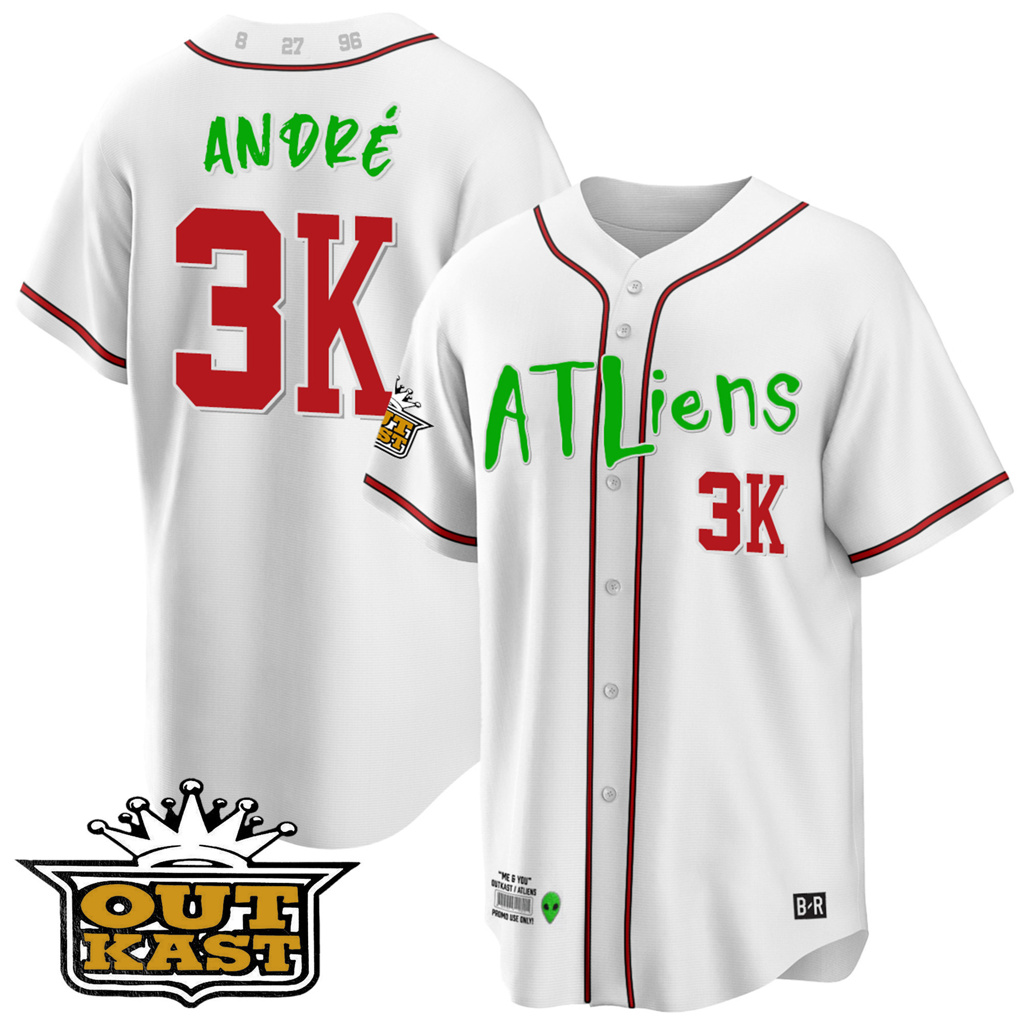 André Men's Atlanta Braves Atliens Cool Base White Jersey - All Stitched