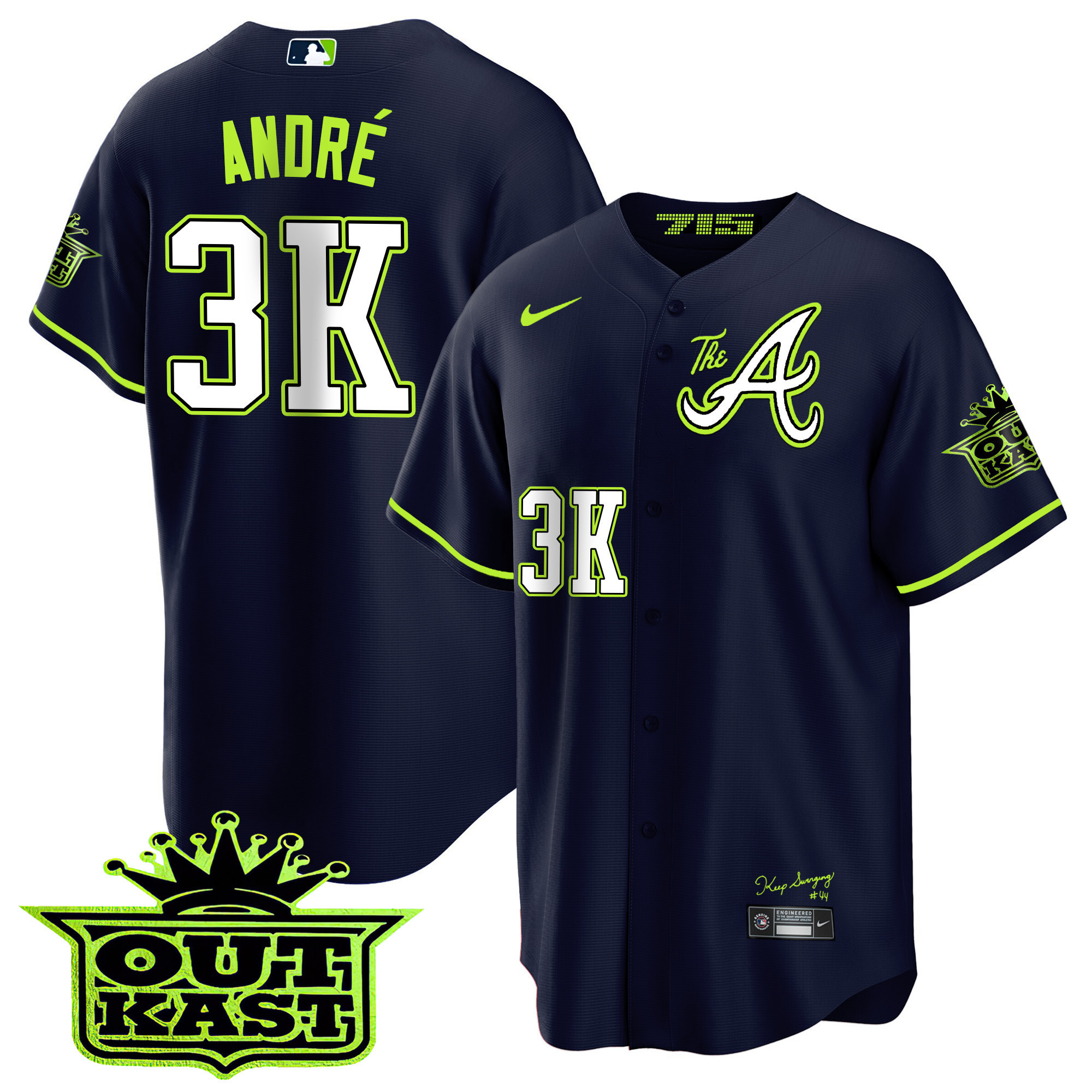 André Men's Atlanta Braves Atliens The A Cool Base Jersey - All Stitched