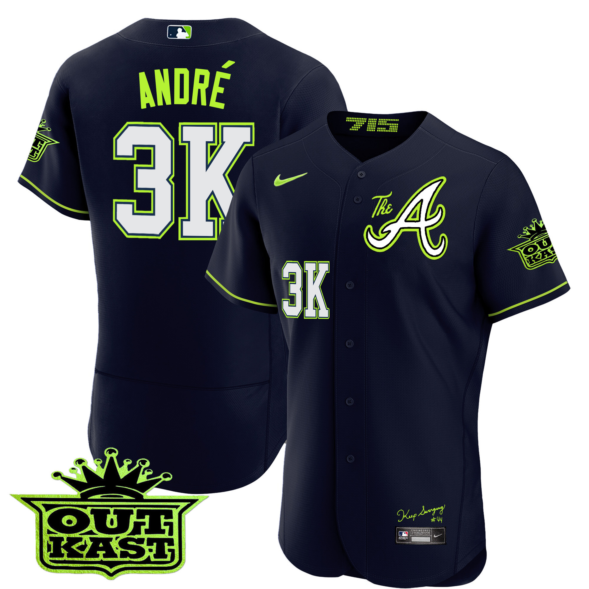 André Men's Atlanta Braves Atliens The A Flex Base Jersey - All Stitched