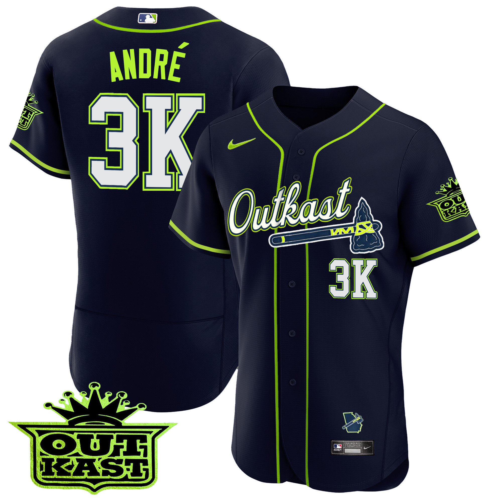 André Men's Atlanta Braves Outkast Flex Base Atliens Jersey - All Stitched