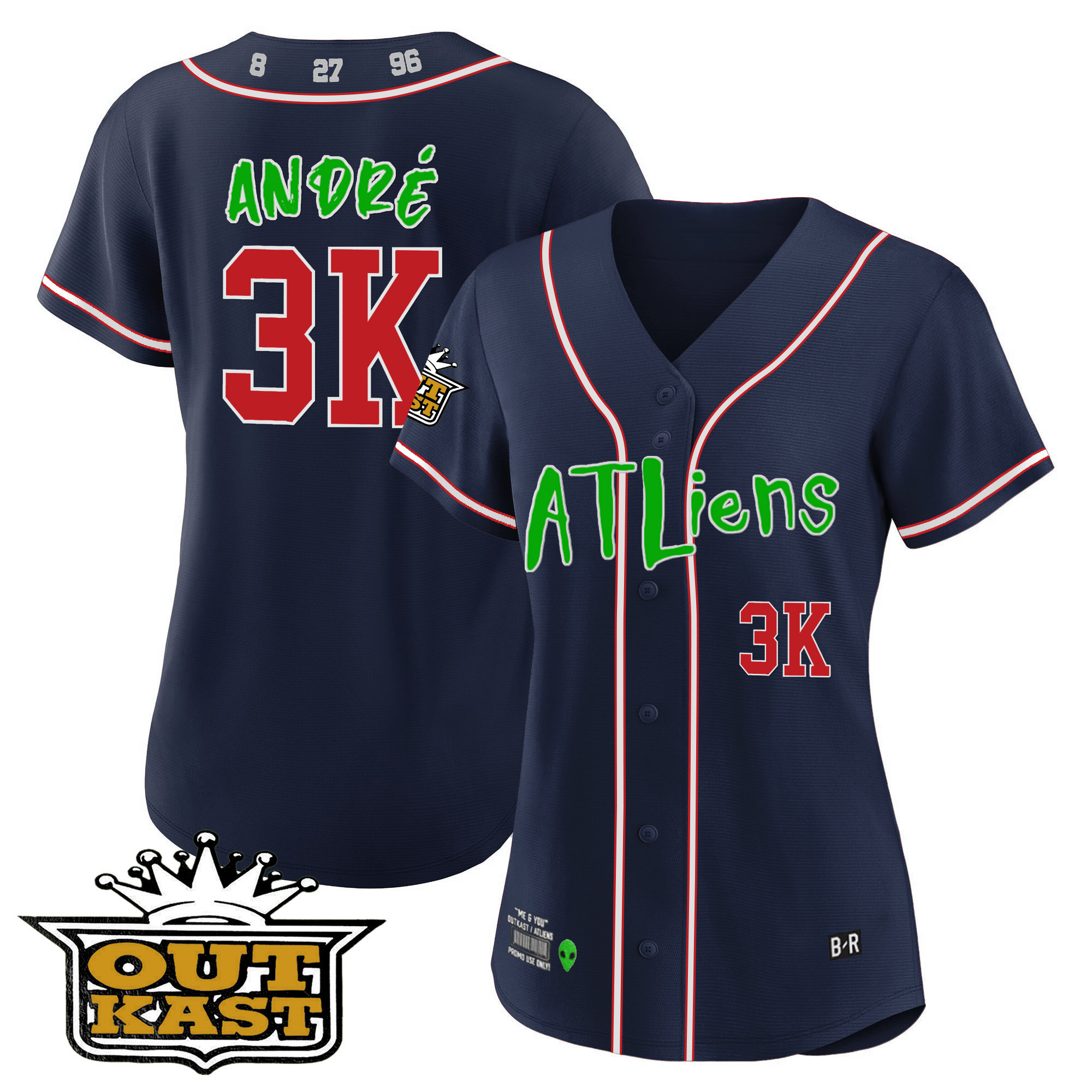 André Women's Atlanta Braves Atliens Navy Jersey - All Stitched