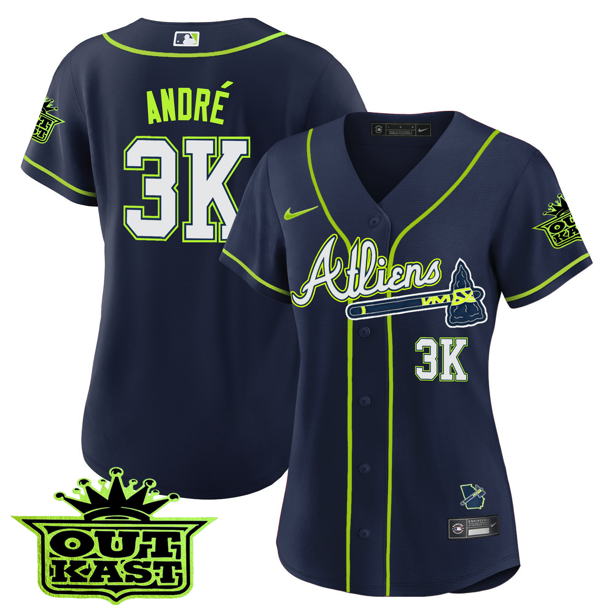André Women's Atlanta Braves Atliens V2 Jersey - All Stitched