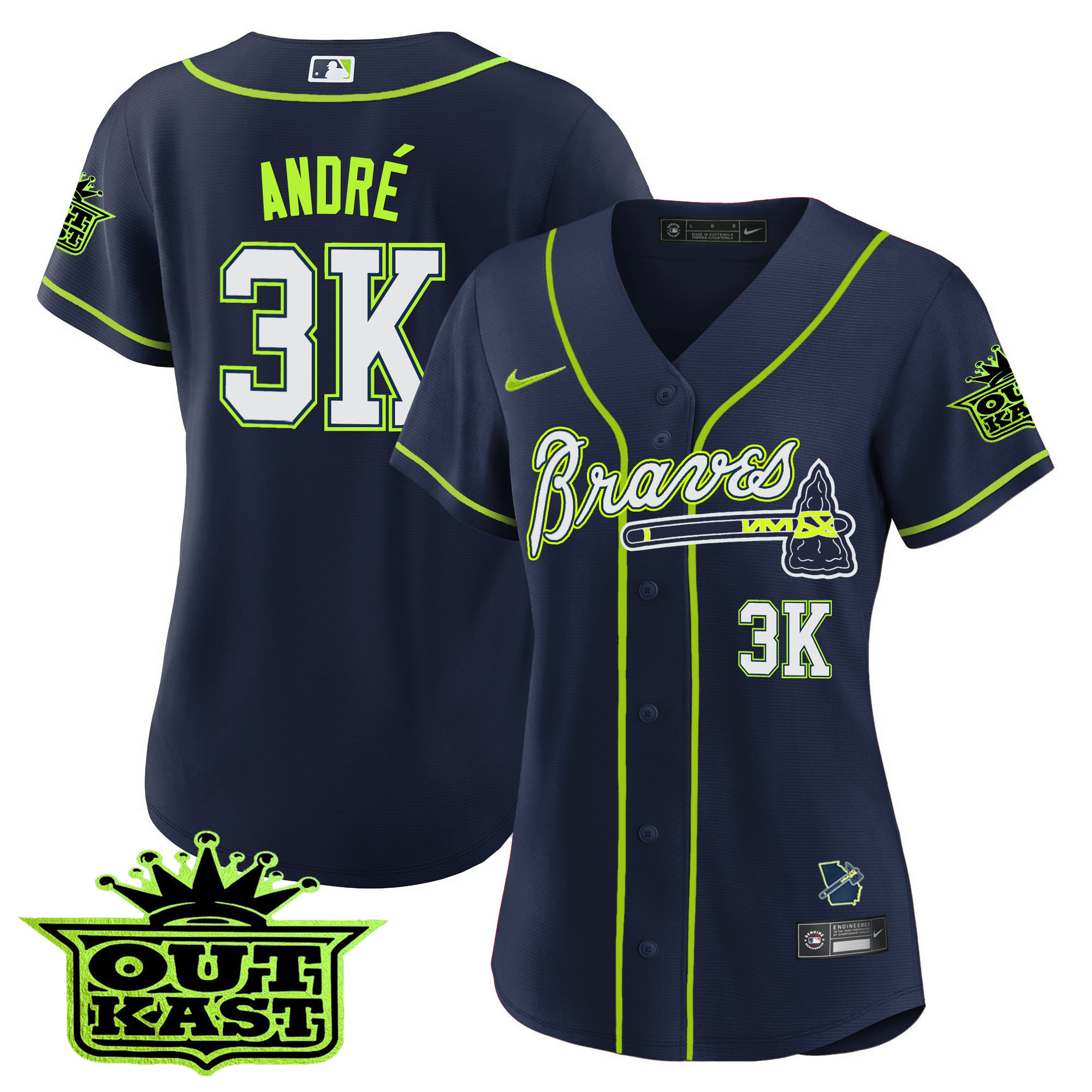 André Women's Atlanta Braves Outkast Baseball V2 Atliens Jersey - All Stitched