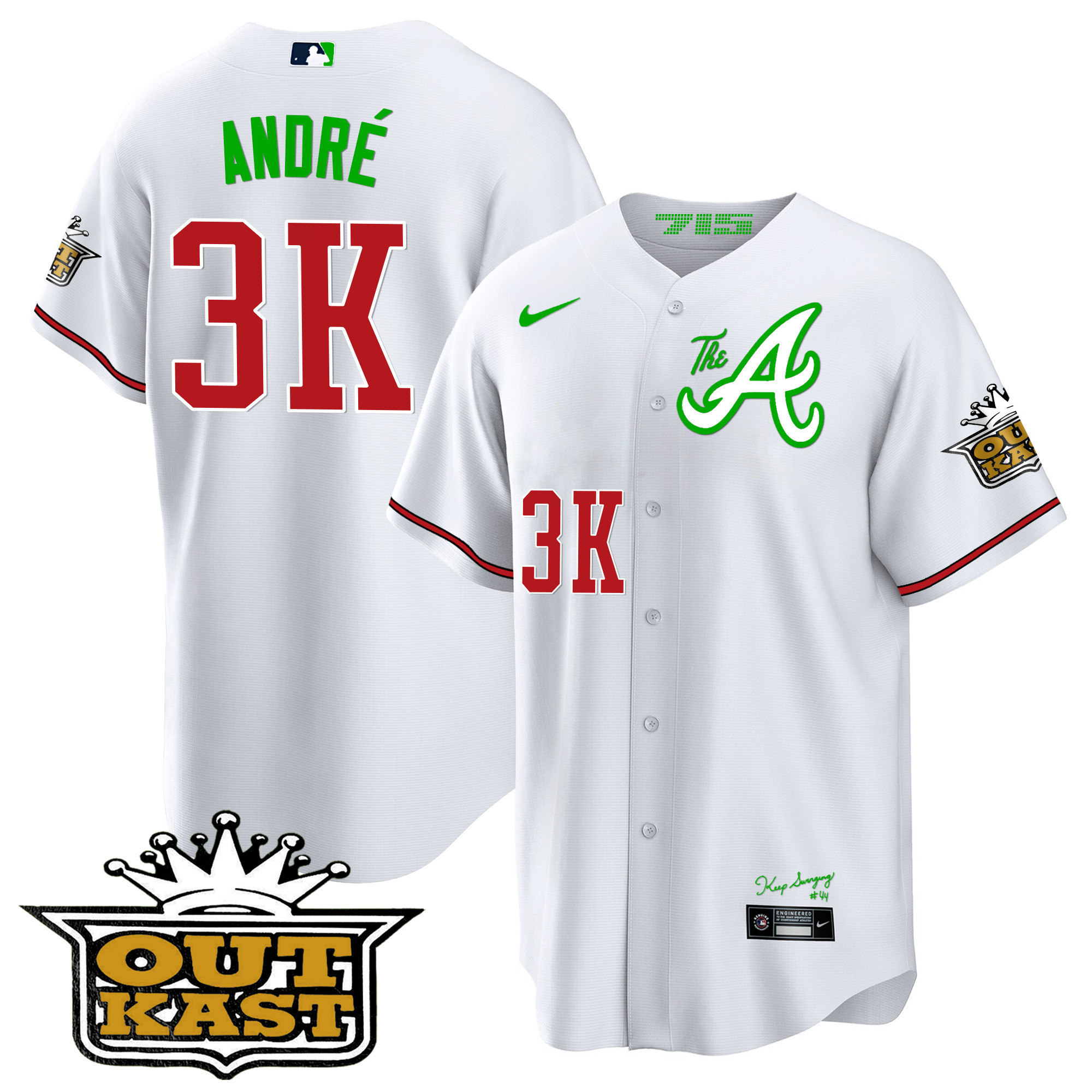 André Youth's Atlanta Braves Atliens The A Cool Base White Jersey - All Stitched