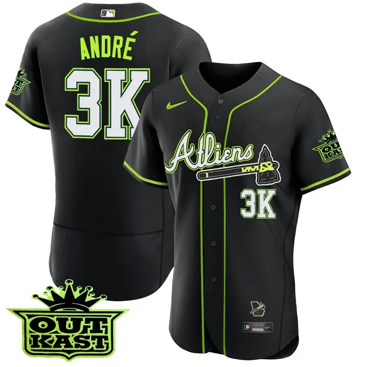 Andre 3K Atlanta Braves Atliens Black Jersey - All Stitched