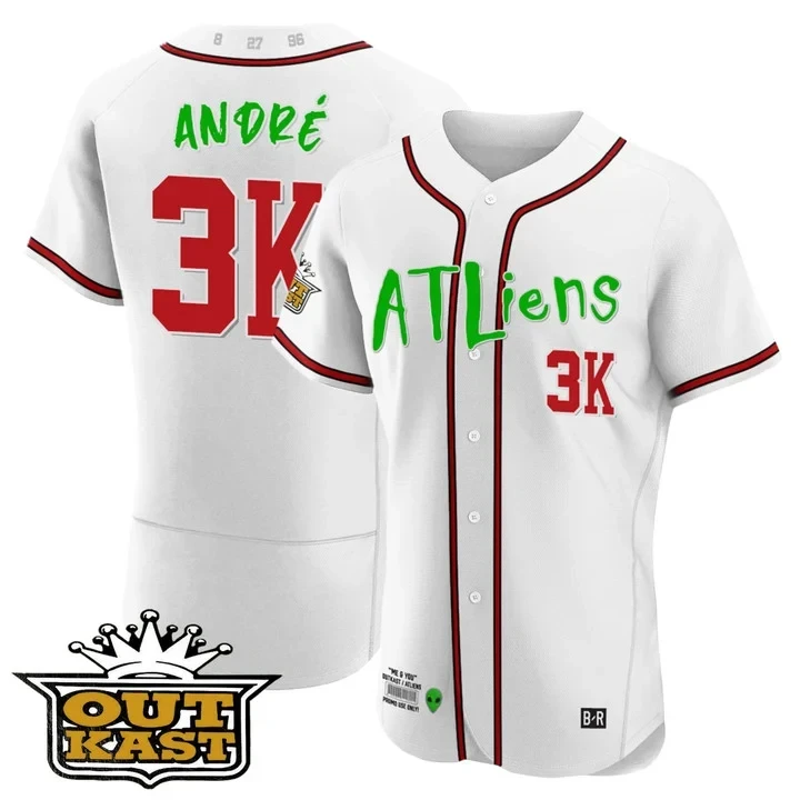 Andre 3K Atlanta Braves Atliens White Jersey - All Stitched
