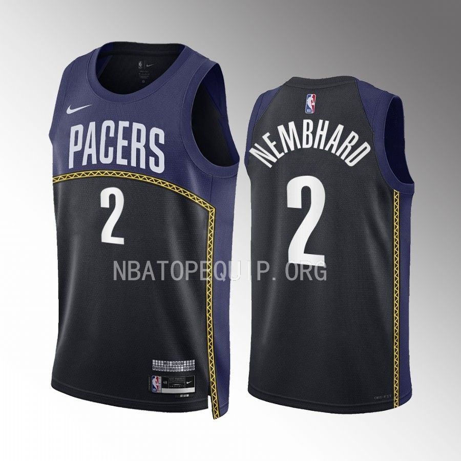 Andrew Nembhard Indiana Pacers City Edition Black Navy #2 Jersey Swingman