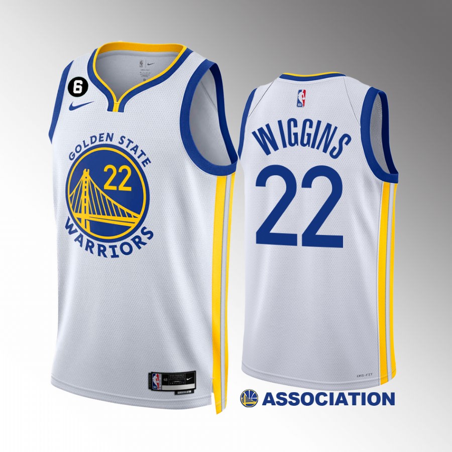 Andrew Wiggins Golden State Warriors White #22 Association Edition Jersey NO.6 Patch