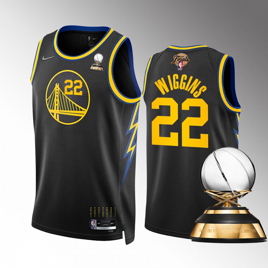 Andrew Wiggins Golden State Warriors Western Conference Champions Jersey Black #22 New Oscar Robertson Dub