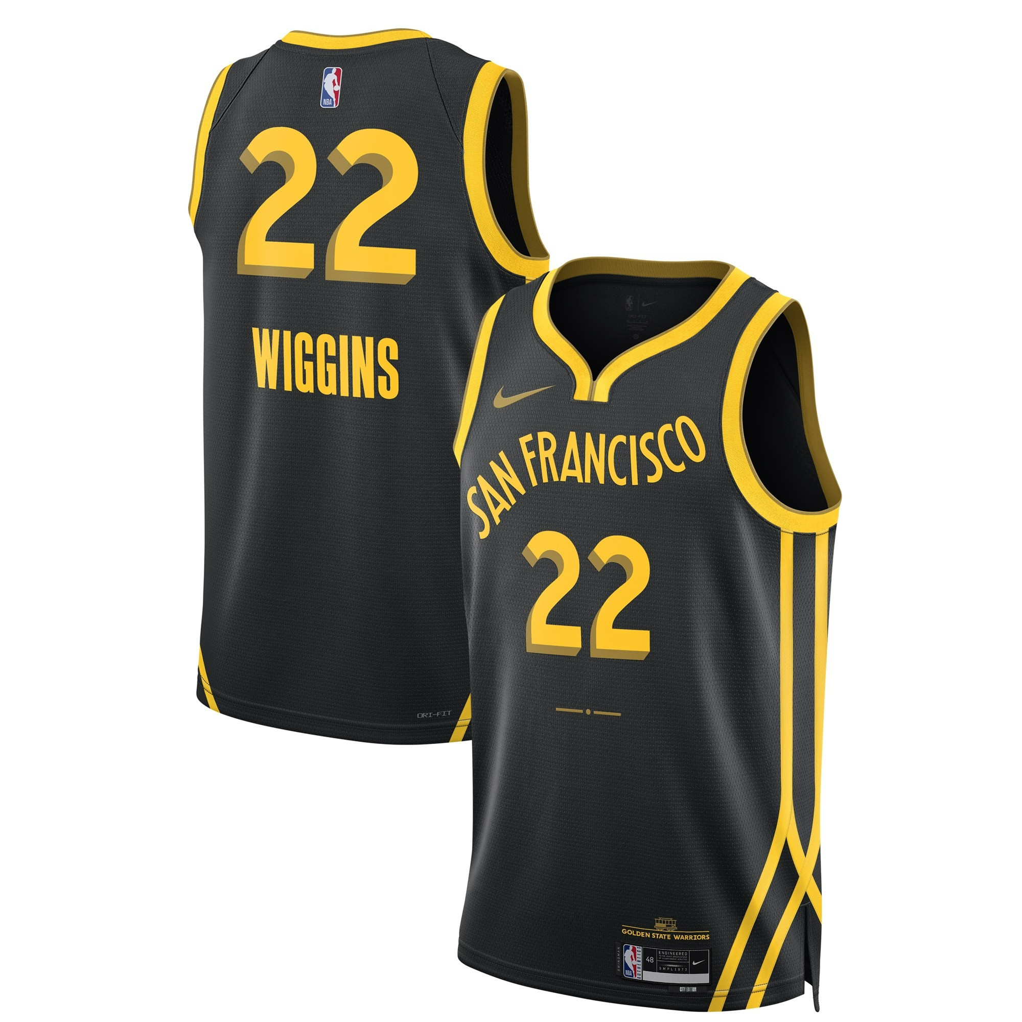 Andrew Wiggins Golden State Warriors Swingman City Edition Black Jersey - All Stitched