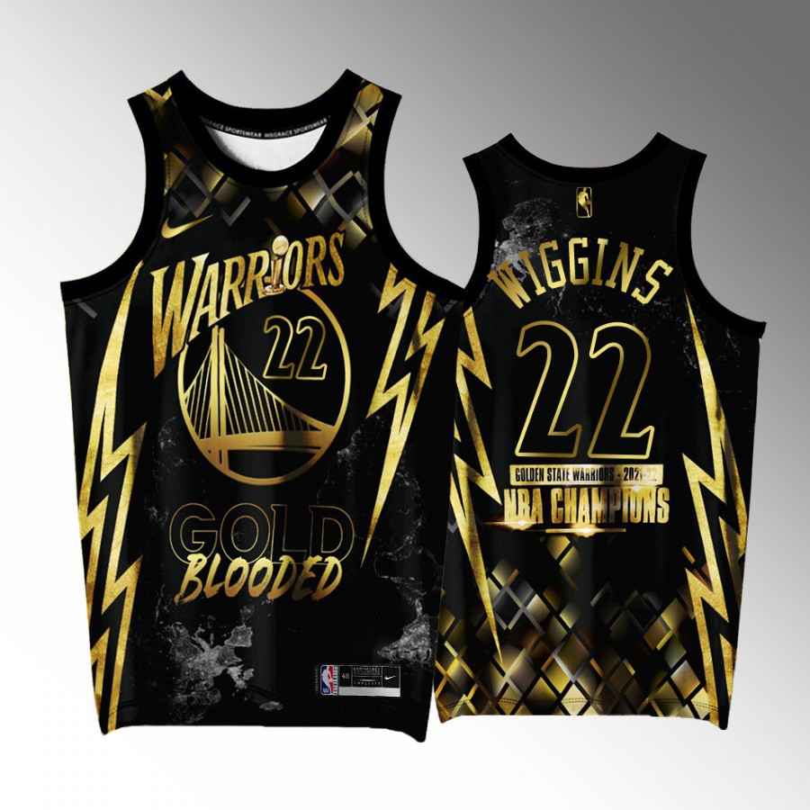 Andrew Wiggins Golden State Warriors Black #22 Jersey Gold Program Champions Exclusive
