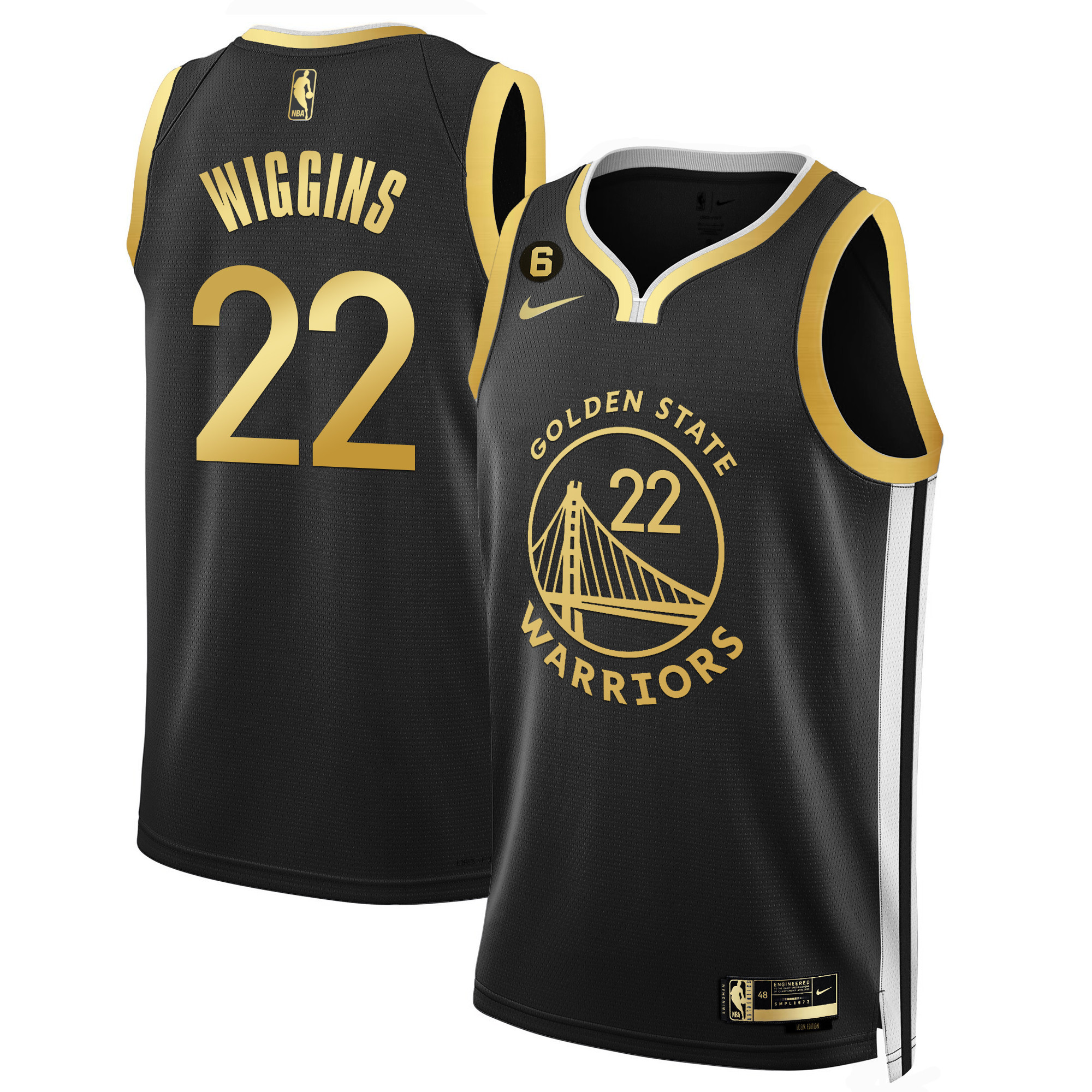 Andrew Wiggins Golden State Warriors Icon Black Gold Jersey - All Stitched