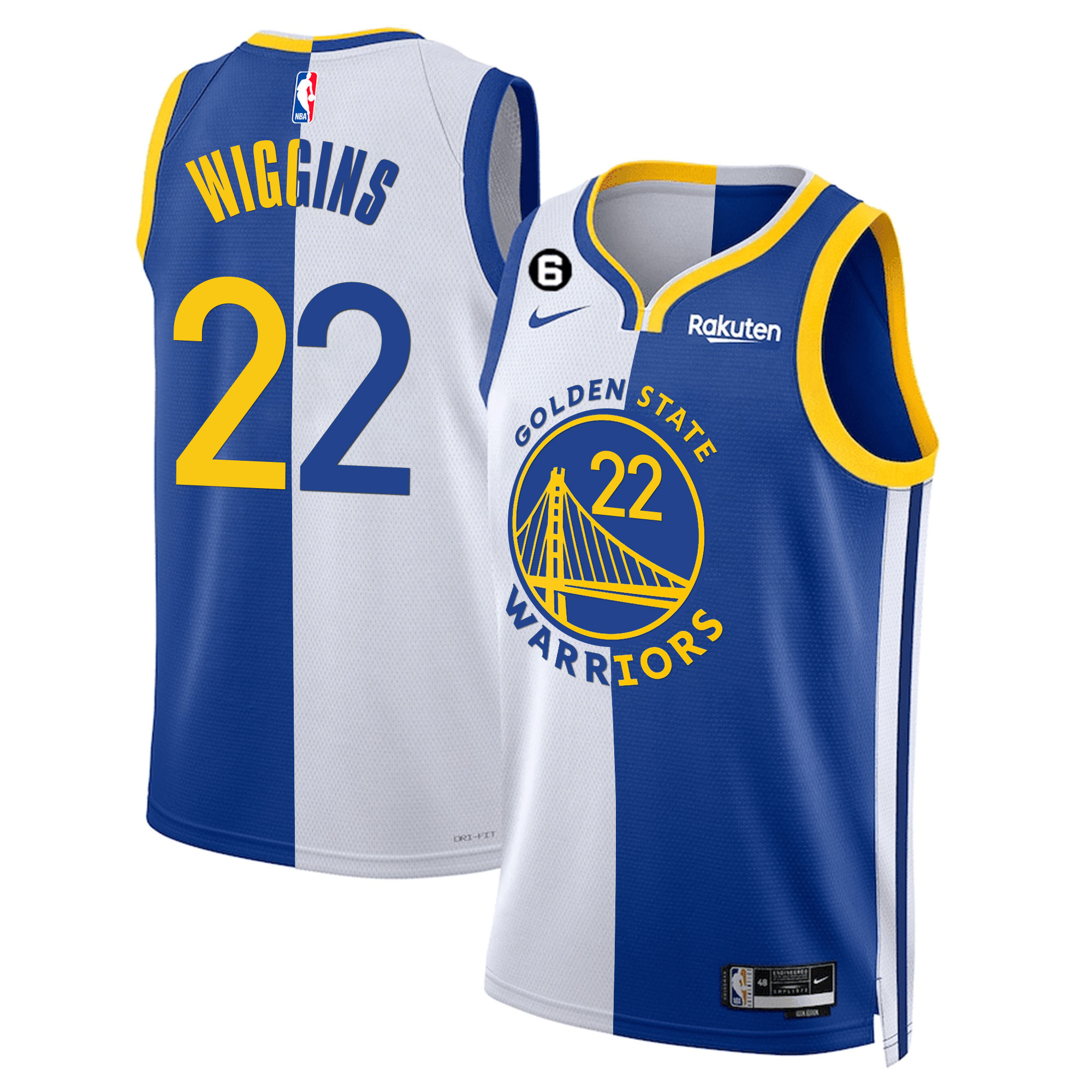Andrew Wiggins Men's Golden State Warriors Collection Split Jersey - All Stitched