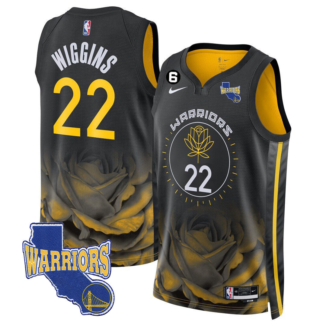 Andrew Wiggins Men's Golden State Warriors California State Patch 22-23 City Black Jersey - All Stitched