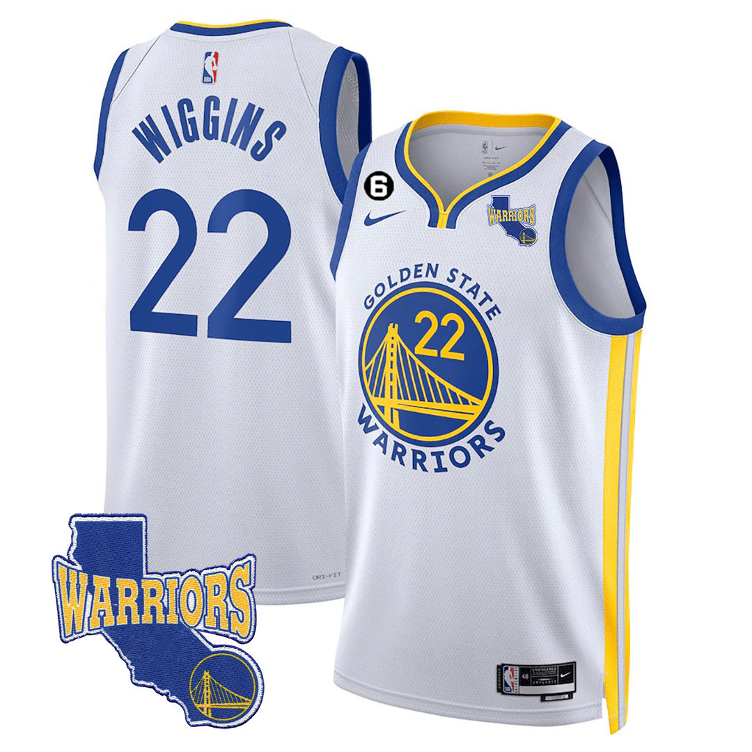Andrew Wiggins Men's Golden State Warriors California State Patch Association White Jersey - All Stitched