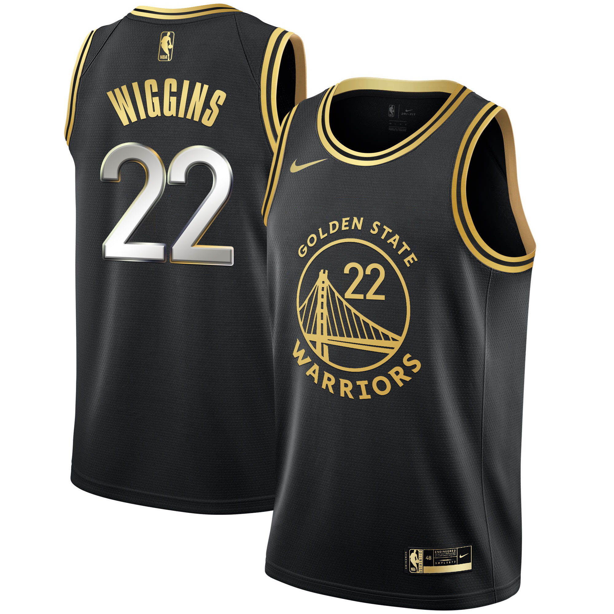 Andrew Wiggins Men's Golden State Warriors Black Limited & Gold Jersey - All Stitched