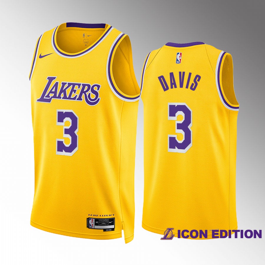 Anthony Davis Los Angeles Lakers Gold #3 Icon Edition Jersey Swingman