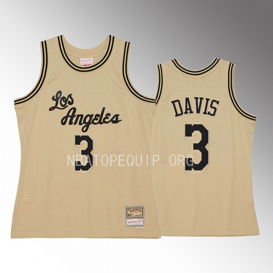 Anthony Davis #3 Los Angeles Lakers Hardwood Classics Khaki Black Swingman Jersey