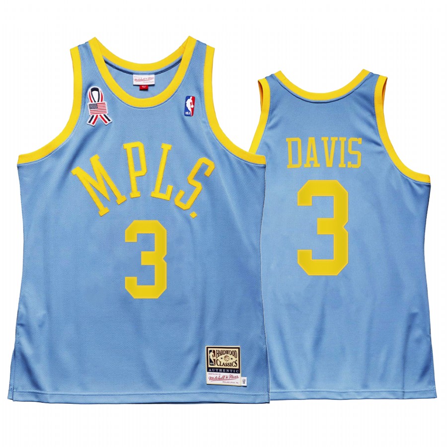 Anthony Davis 3 Los Angeles Lakers MPLS Throwback Blue Jersey Minneapolis 5x championship