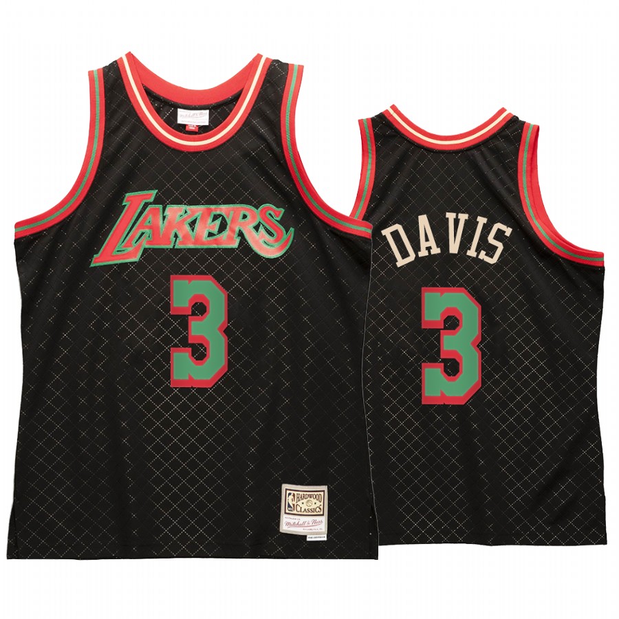 Anthony Davis 3 Los Angeles Lakers Neapolitan Black Jersey Hardwood Classics