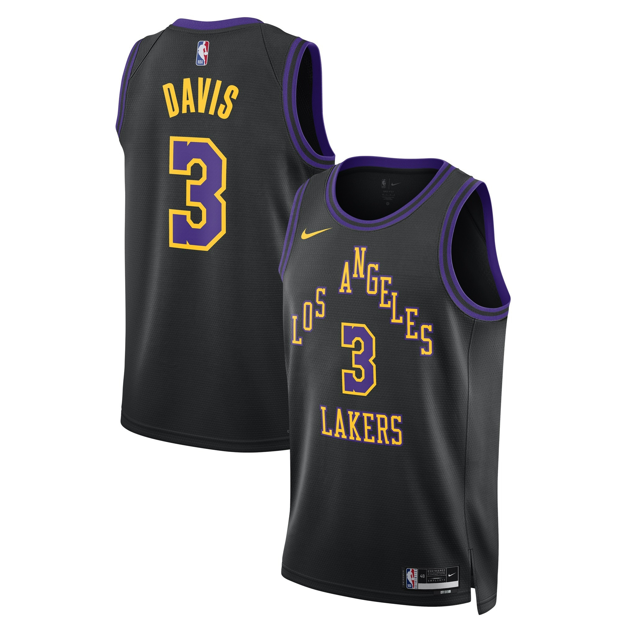 Anthony Davis Los Angeles Lakers Swingman City Edition Black Jersey - All Stitched