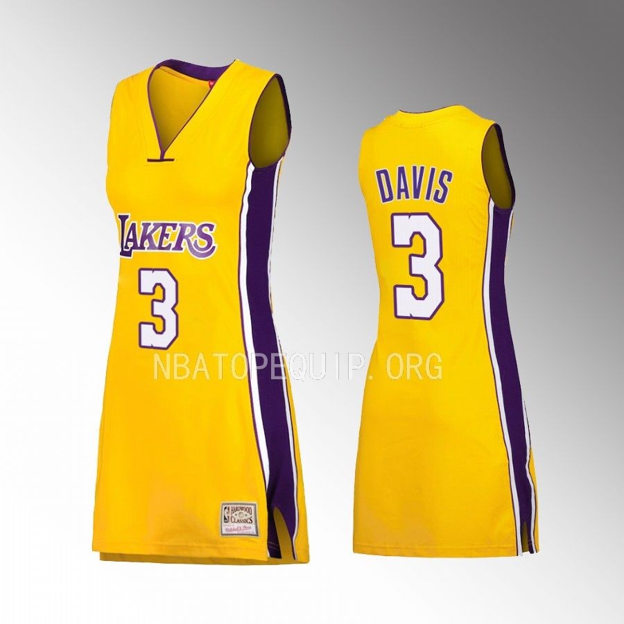 Anthony Davis Los Angeles Lakers #3 1999 Hardwood Classics Jersey Gold Name Number Dress Women