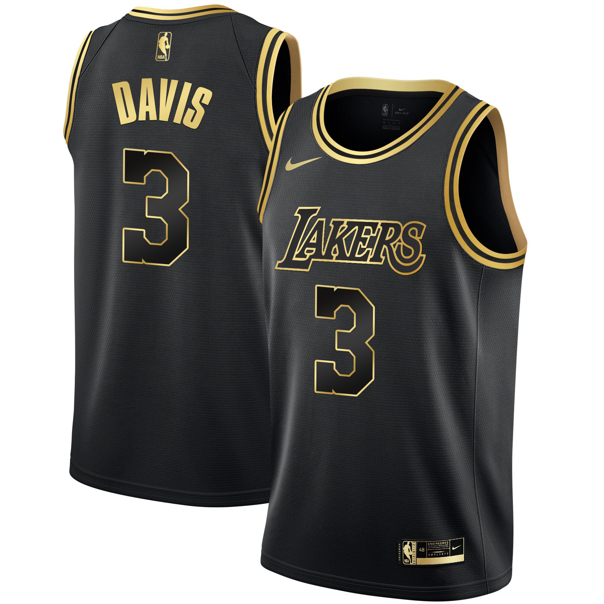 Anthony Davis Men's Los Angeles Lakers Black Limited & Black Gold Jersey - All Stitched