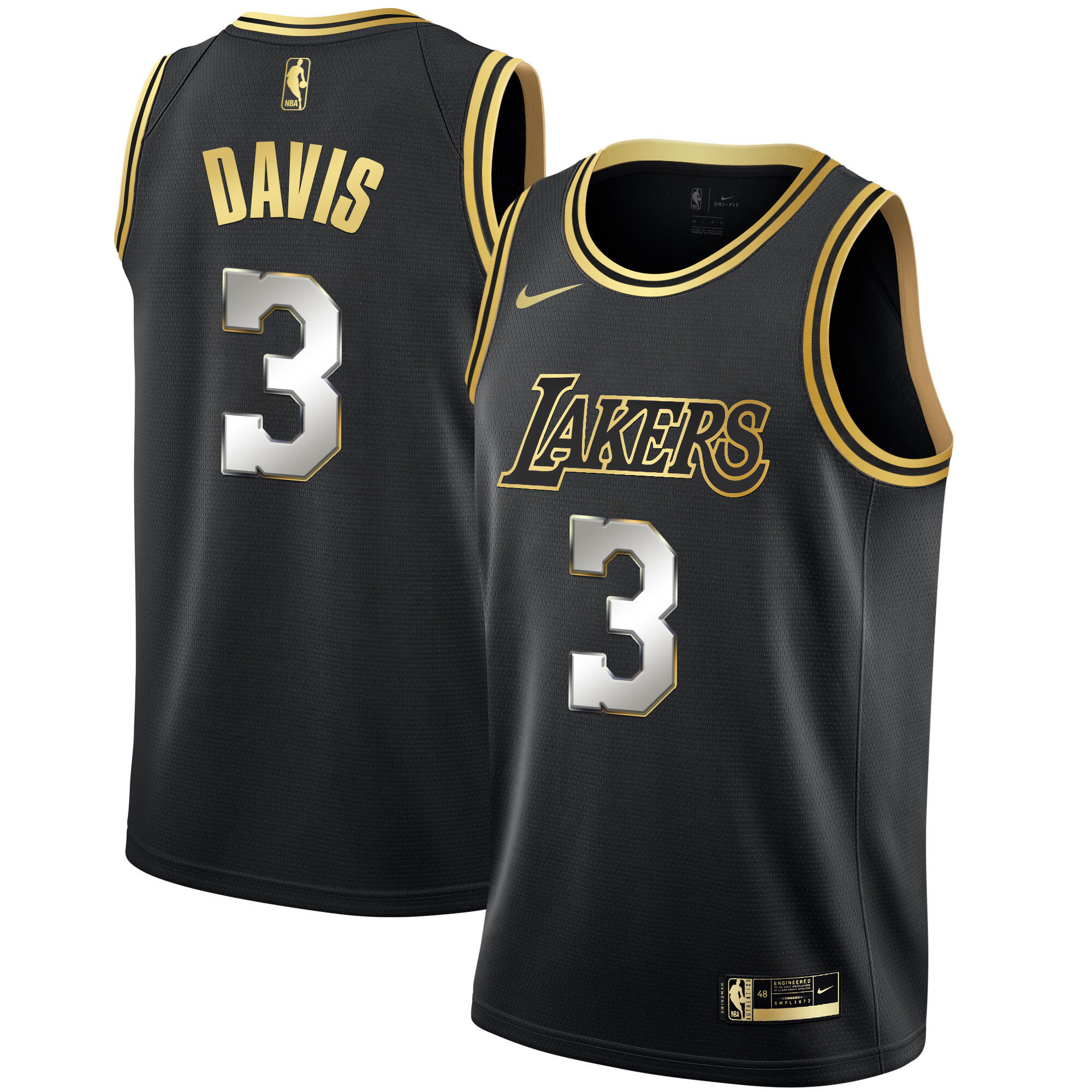 Anthony Davis Men's Los Angeles Lakers Black Limited & Black Gold Jersey - All Stitched