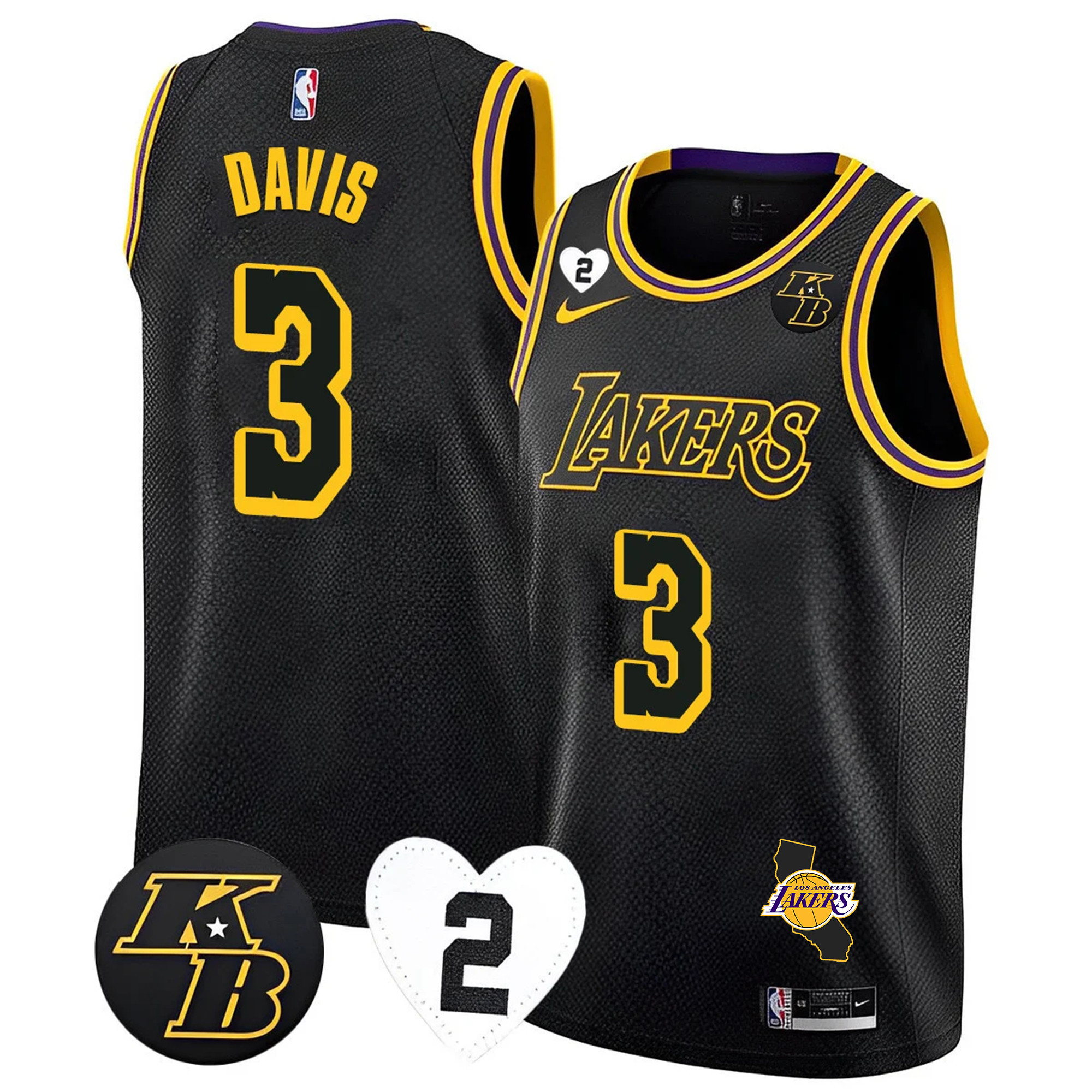 Anthony Davis Men's Los Angeles Lakers California Patch Kobe & GiGi Jersey - All Stitched