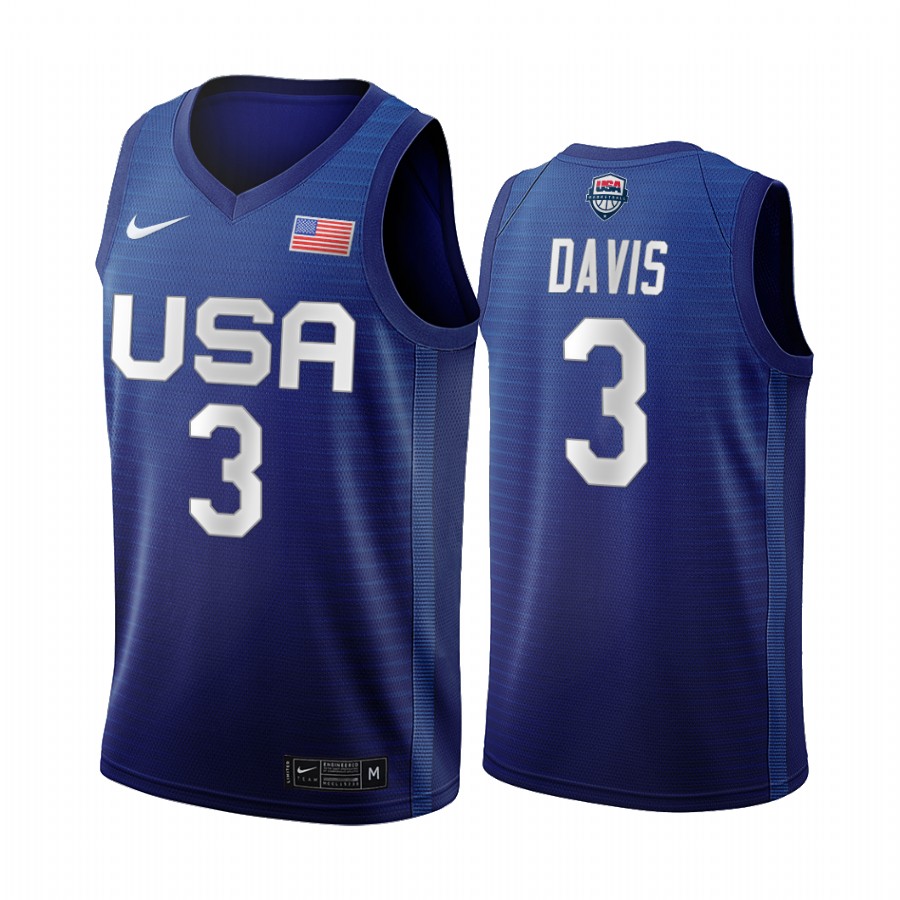 Anthony Davis USA Men's National Team #3 Navy Tokyo Olympics Los Angeles Lakers Jersey